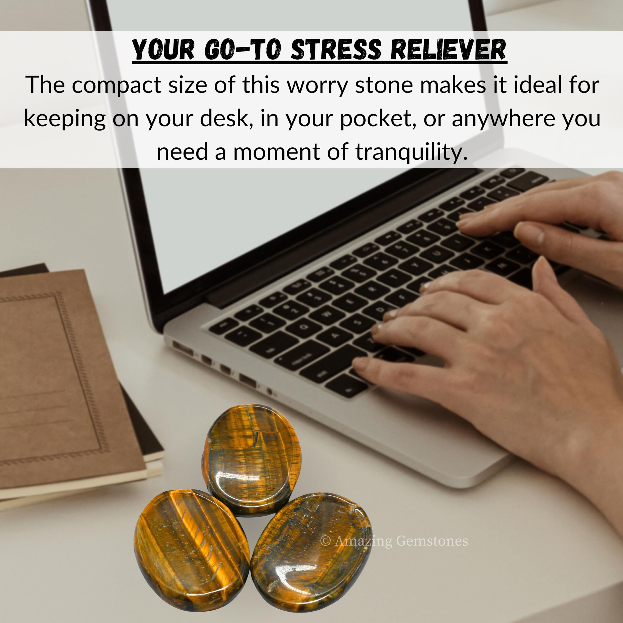 Tiger Eye Worry Stone - Natural Healing Crystals for Stress Relief & Meditation - Unique Gifts for Women & Men - Perfect for Relaxation, Anxiety Relief & Mindful Fidgeting