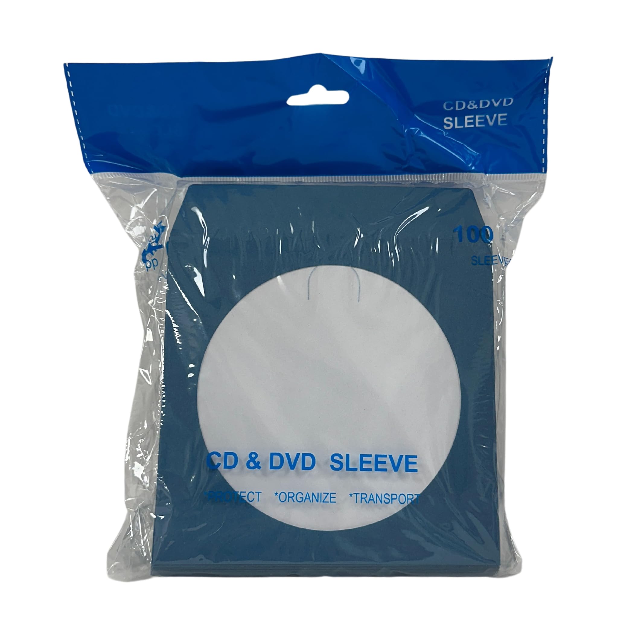 100 Blue Paper CD Sleeves with Window & Flap - Protective Storage for Music Albums, DVDs & Media - Perfect for Home Organization, Music Collections & Professional Archiving