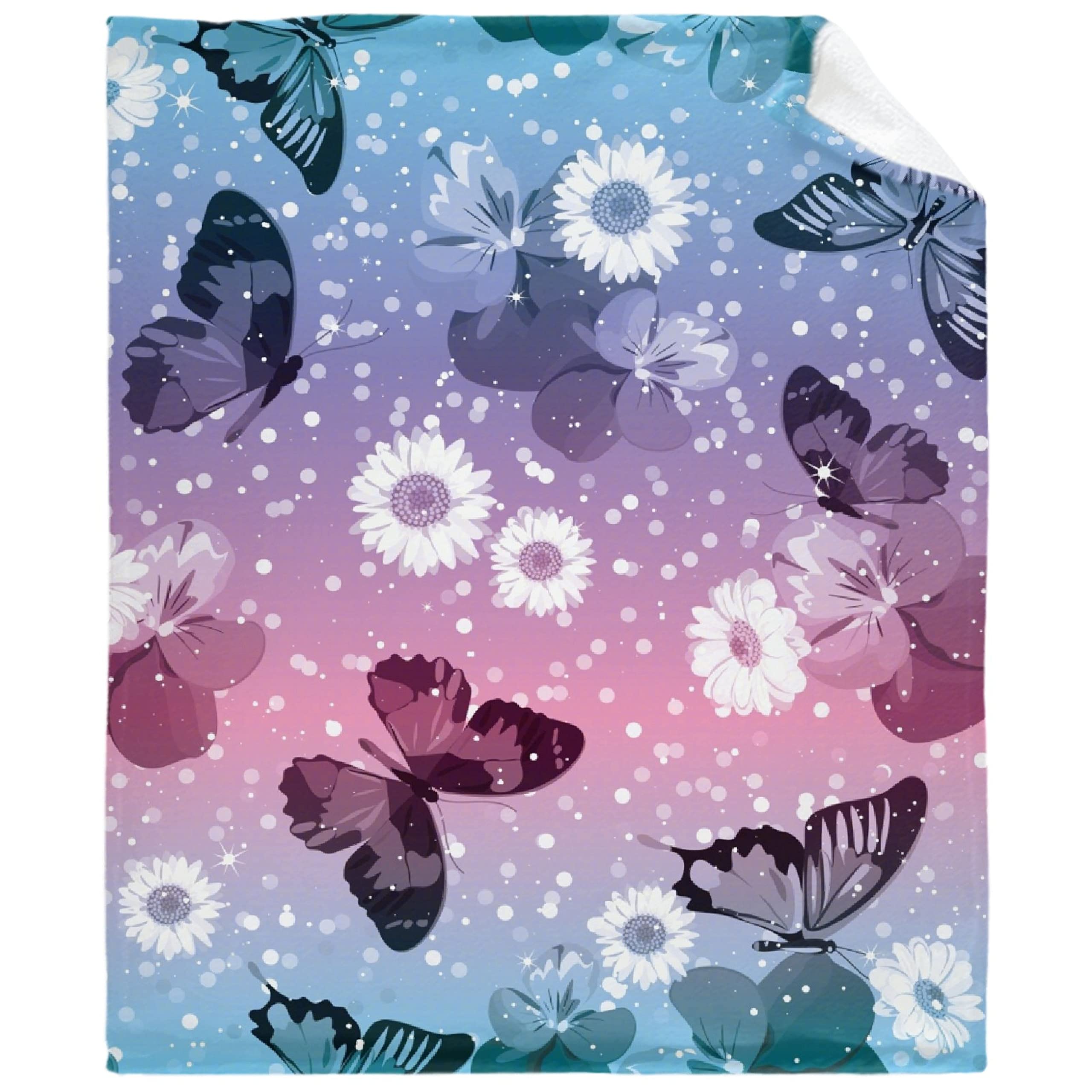 Sunflower Butterfly Gradient Flannel Throw Blanket - Ultra Soft Fleece Blanket for Bed, Sofa & Couch (120