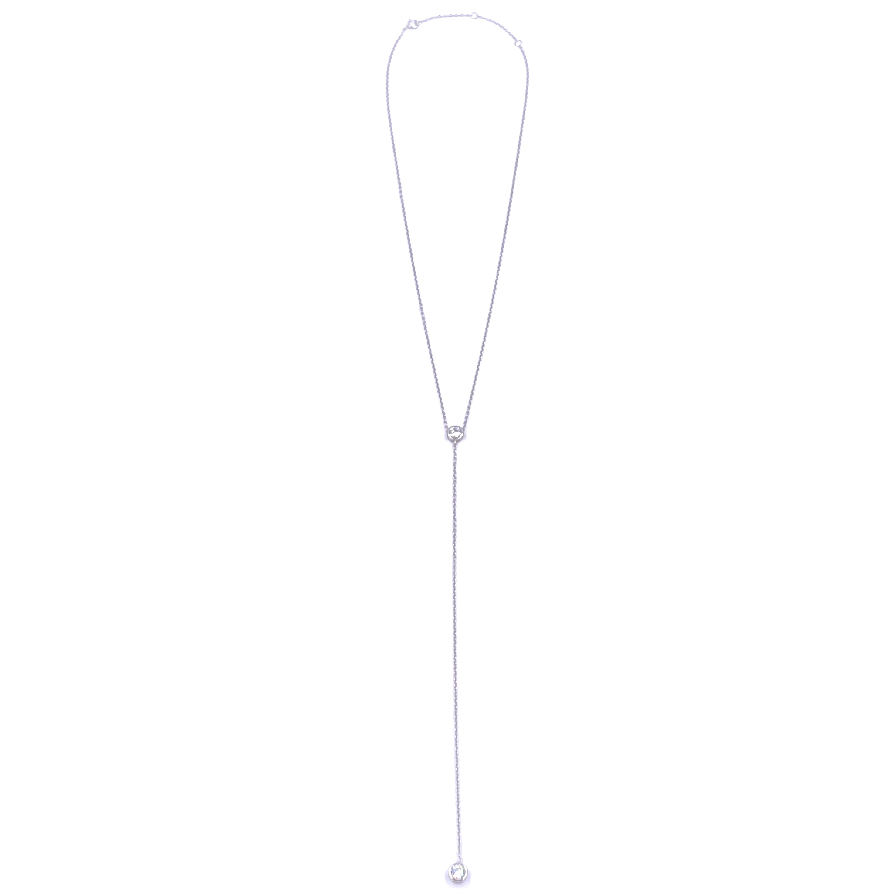 Ashley Gold Sterling Silver CZ Center & Drop Lariat Necklace for Women - Elegant Layered Pendant Chain Jewelry for Party, Wedding & Evening Wear