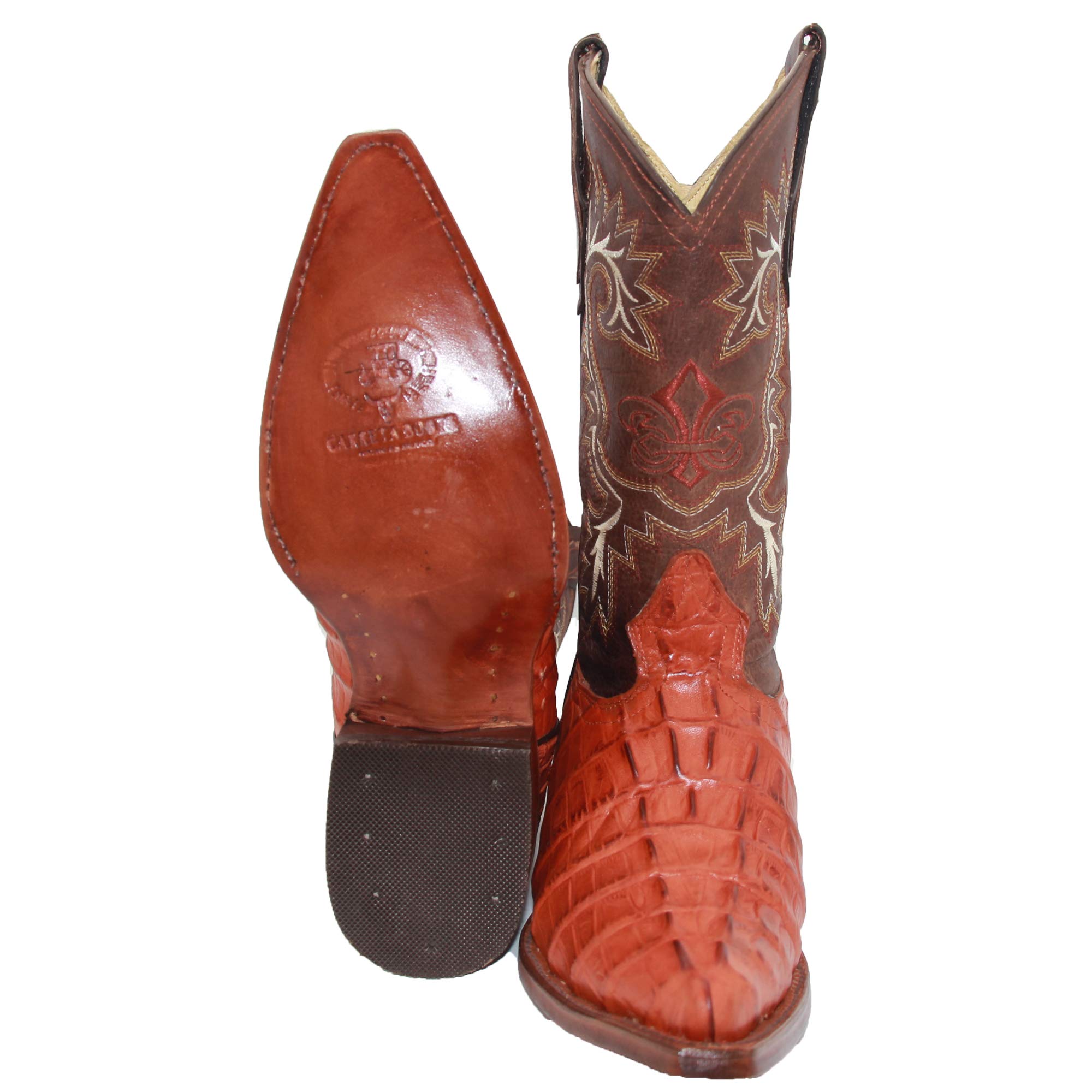Premium Men's Western Cowboy Boots - Genuine Leather Crocodile Print Snip Toe - Stylish & Durable for Rodeo, Country Dance & Outdoor Adventures