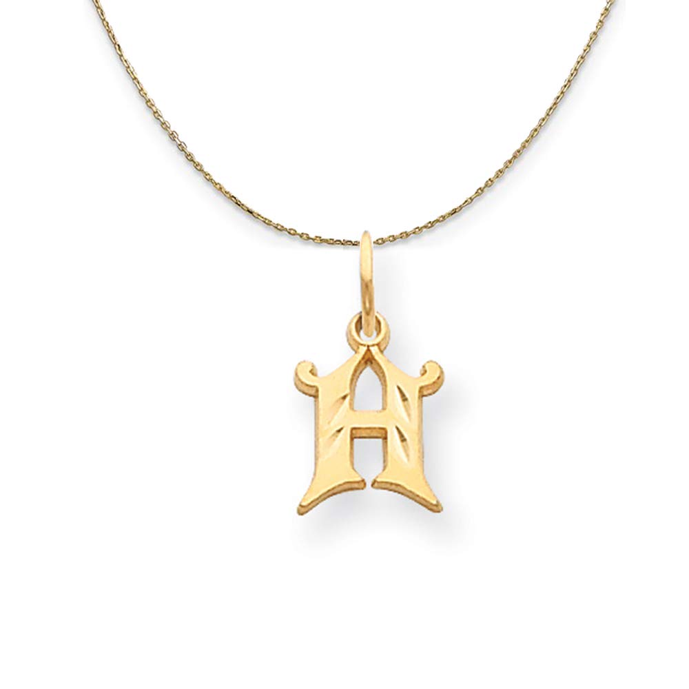 14K Yellow Gold Mini Letter H Initial Necklace - Isabelle Black Bow Pendant for Women | Elegant Personalized Jewelry Gift for Birthday, Anniversary & Everyday Wear