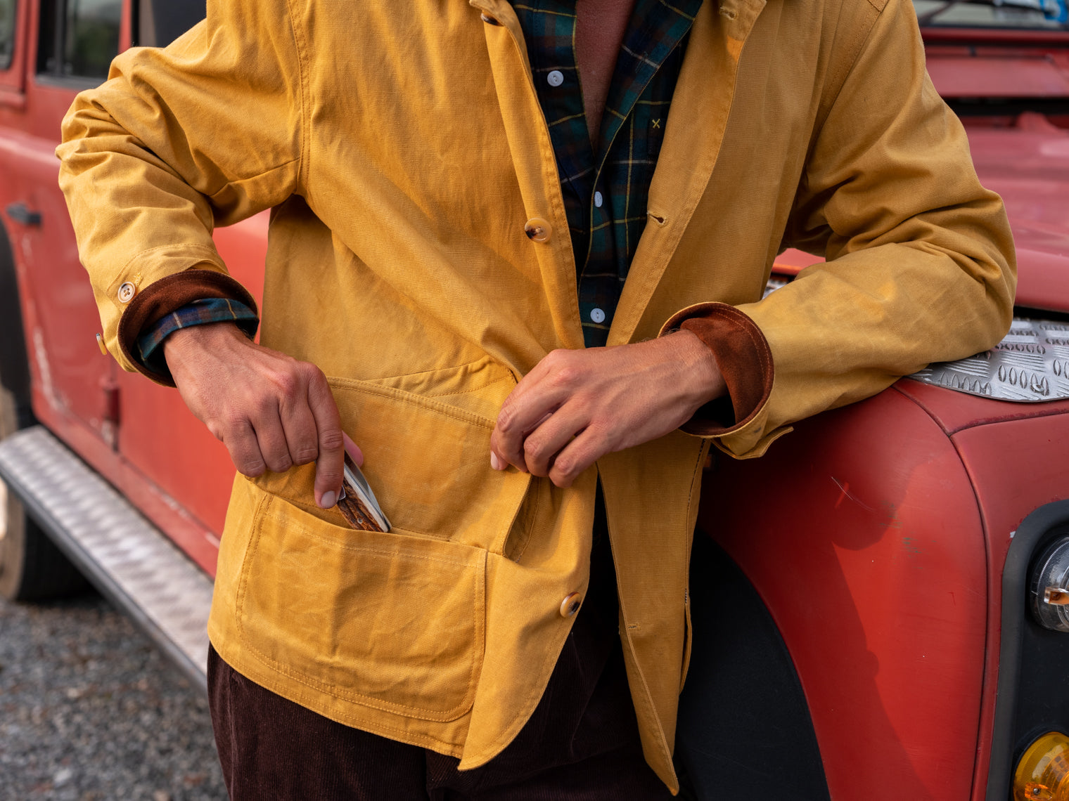 Gamekeeper Jacket - Goldenrod Waxed Canvas Outdoor Hunting Coat | Durable Water-Resistant Field Jacket for Hunting, Hiking & Camping