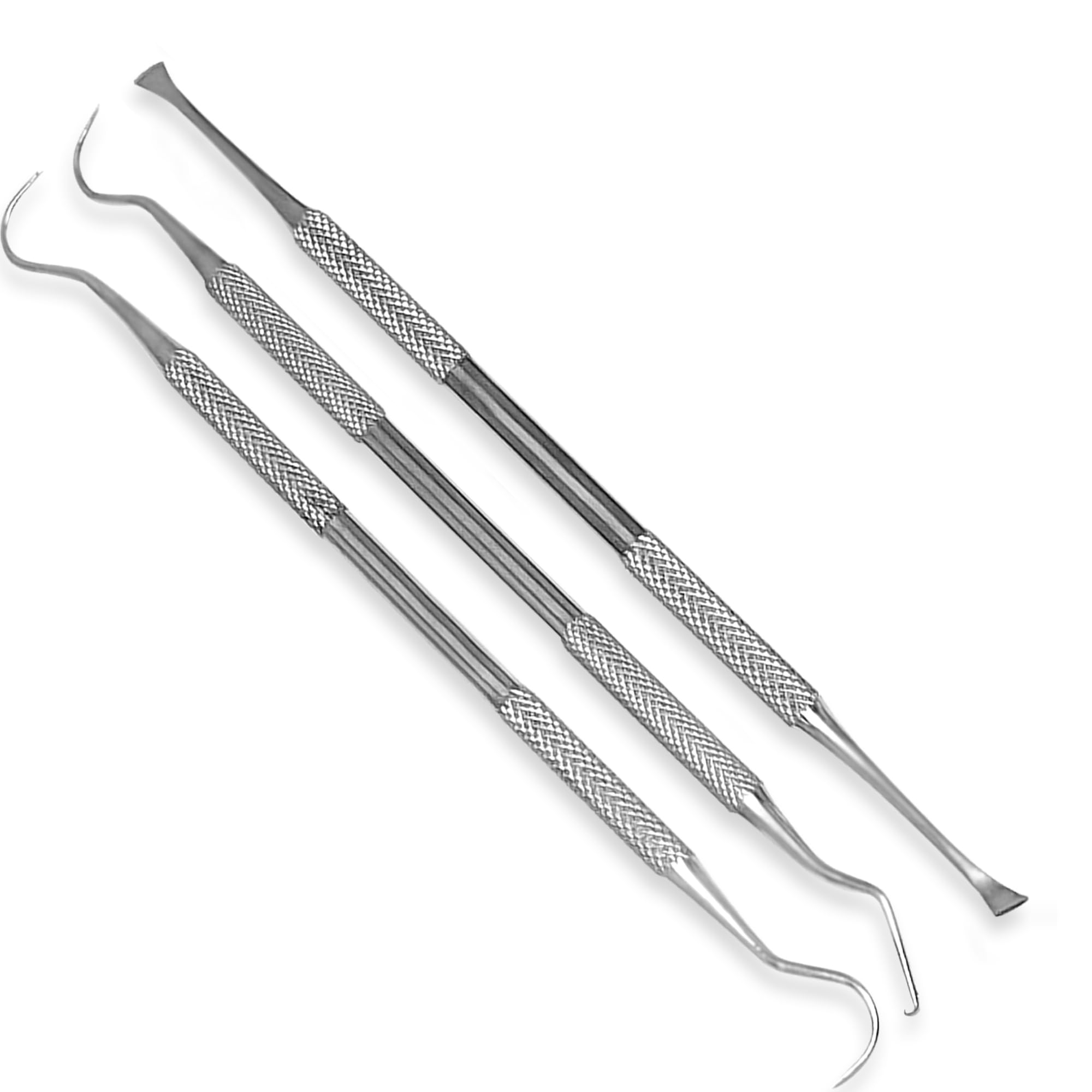 4 Pcs Stainless Steel Dental Scraper Set for Tartar & Plaque Removal - Professional Teeth Cleaning Tools Kit with Scaler & Mirror - Perfect for Dentists, Hygienists & Home Oral Care (1 Pack)