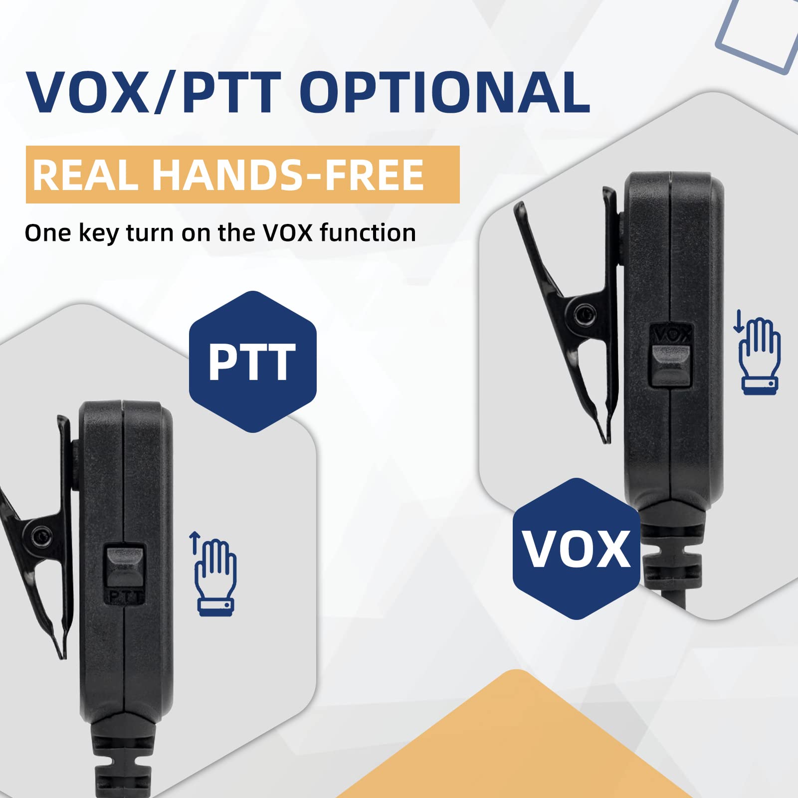 Retevis VOX Hands-Free Walkie Talkie Headset with Mic - 2 Pin Acoustic Tube Security Earpiece for Two Way Radios - Compatible with RT617 RT619 RT622 RT24 RT27 Baofeng Radios (1 Pack) - Ideal for Security Guards, Construction Sites & Event Staff Communication