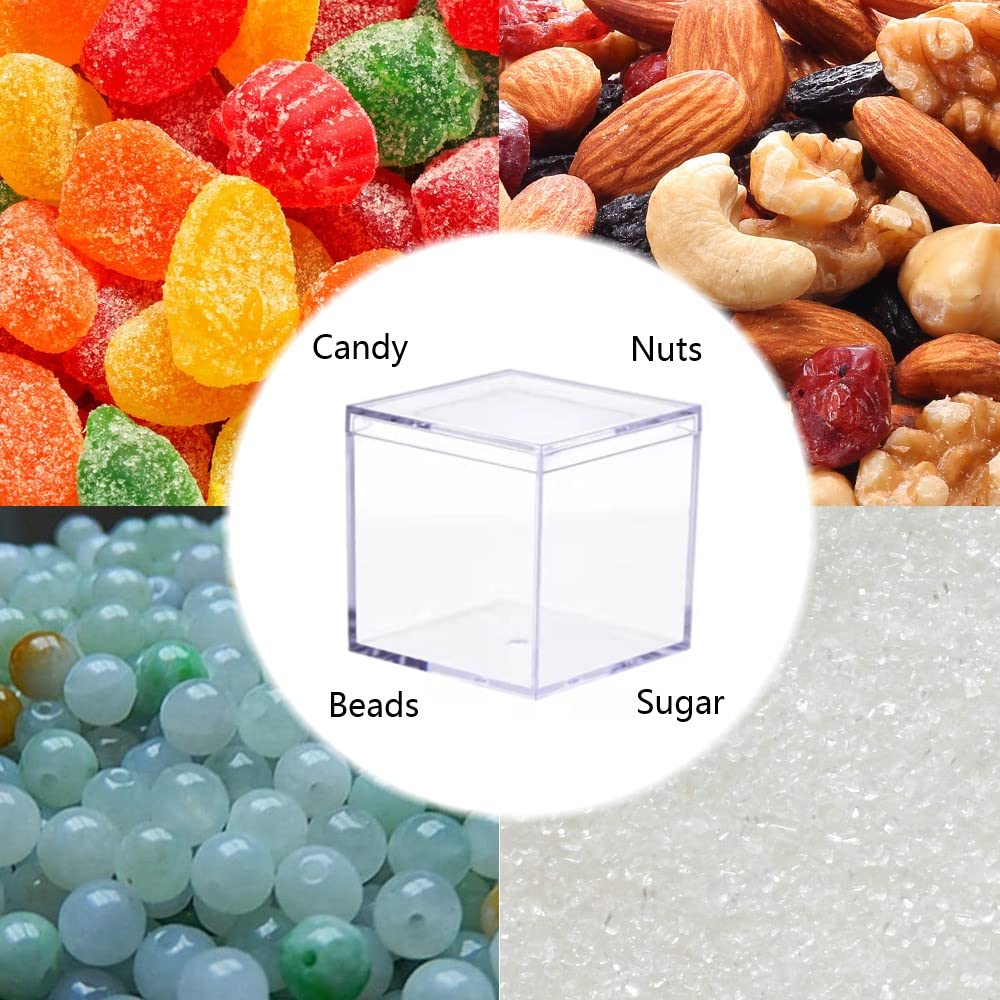 6 Pack Clear Plastic Gift Boxes - Food Grade Square Containers 2.5x2.5x2.5 Inches - Sturdy Transparent Storage for Birthday Presents, Candy Packaging & Party Favors - Perfect for Wedding Favors, Baby Showers & Holiday Gifting