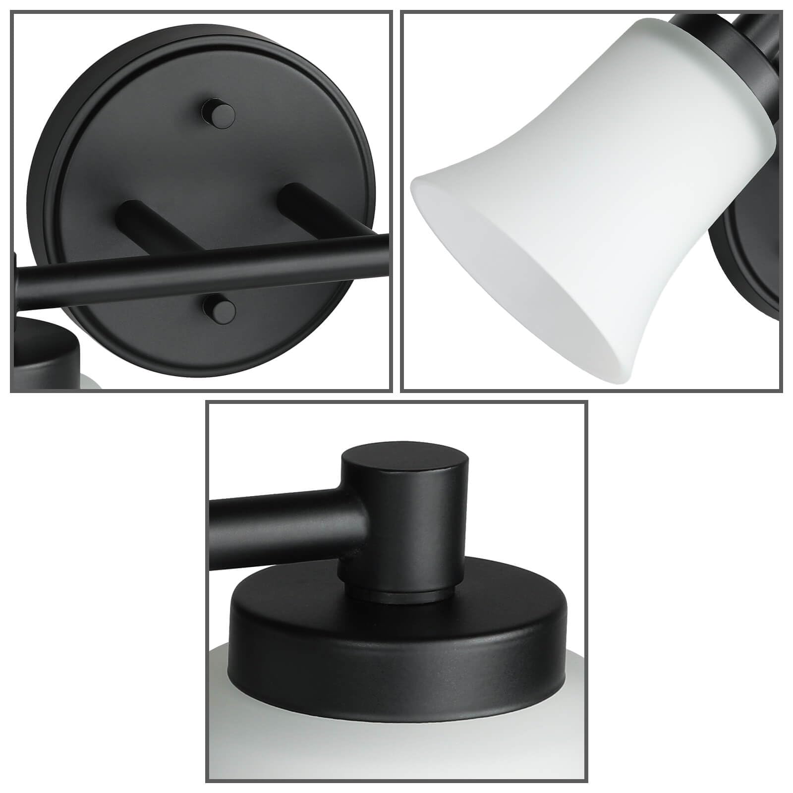 Vintage 2-Light Bathroom Vanity Sconce with Glass Shade - Black Wall Mounted Lighting Fixture for Bathroom, Powder Room & Dressing Area | Model XB-W1235-2-MB