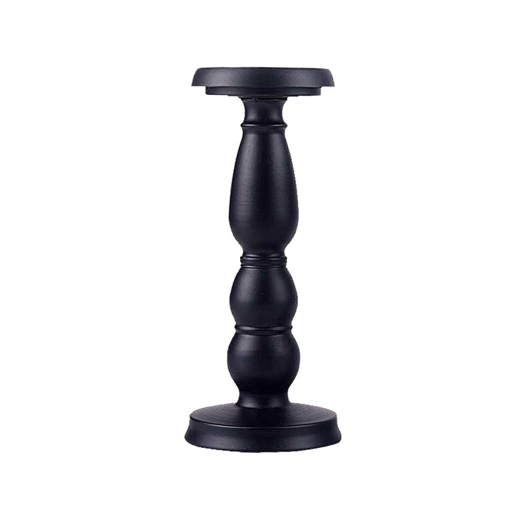 Vintage Black Iron Candlestick Holder for LED & Pillar Candles - Classic Fireplace Decor, Wedding Centerpiece, Dining Table & Home Decoration - 12 Inch Tall