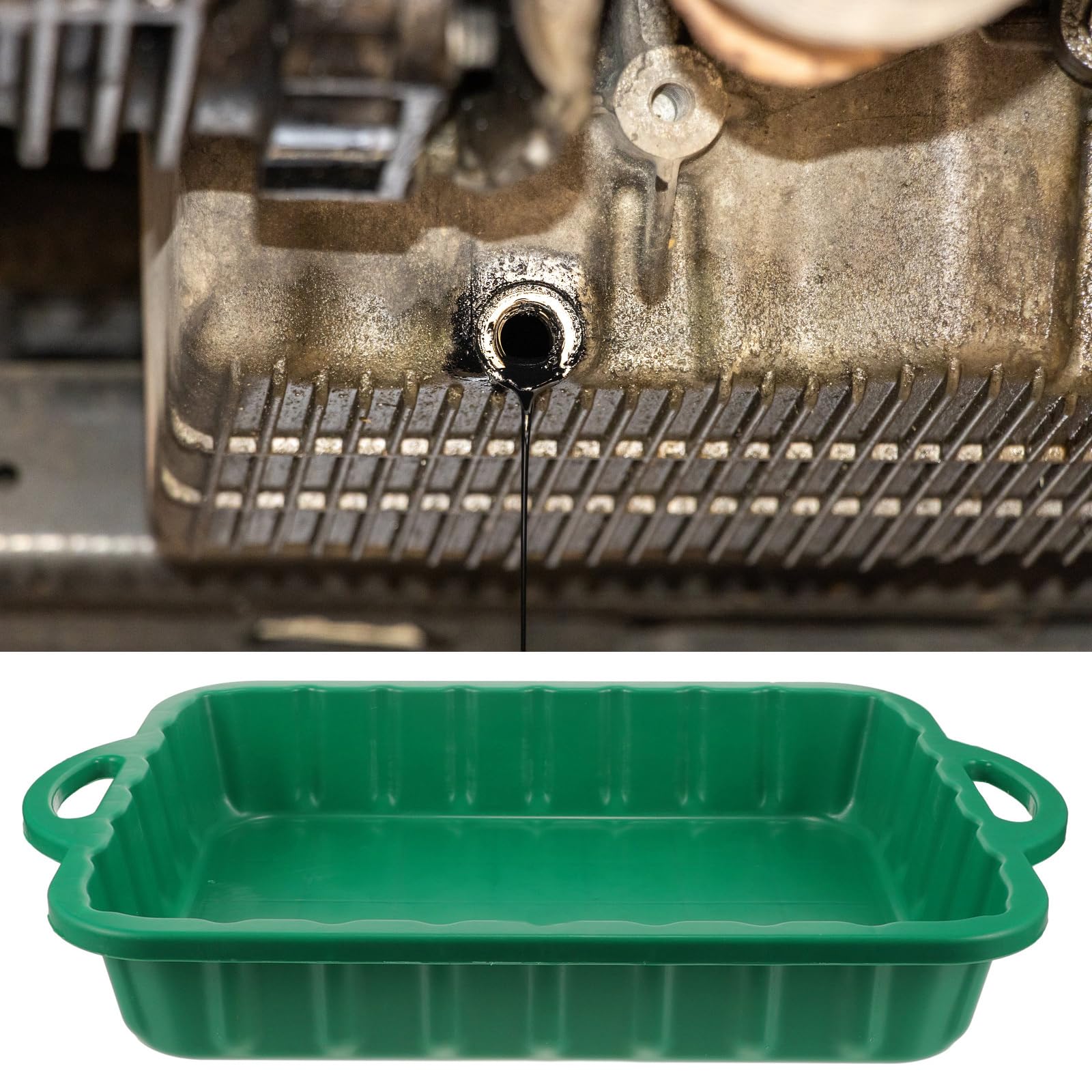 GLEAVI 5 Gallon Plastic Oil Drain Pan - Large Oil Change Tray for Vehicle Maintenance, Waste Oil Collector & Storage Pan - Perfect for DIY Car Oil Changes, Garage Use, and Auto Repair Shops