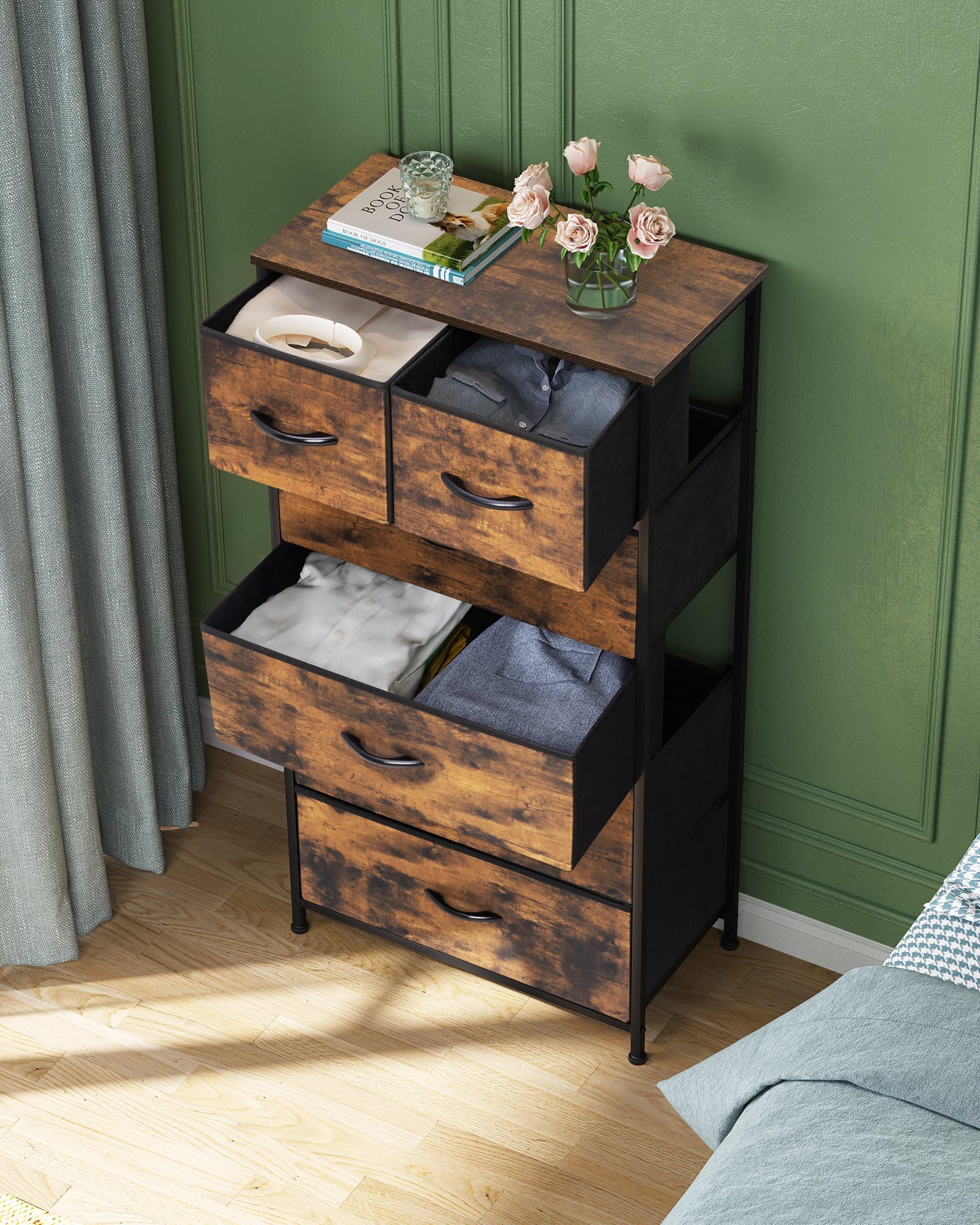 Crestlive Vertical Dresser Storage Tower - 6 Drawer Organizer for Bedroom & Closet
