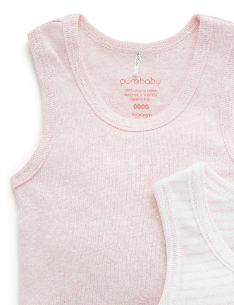 Purebaby Organic Cotton Ribbed Bodysuit 2-Pack - Soft & Breathable Baby Onesies for Newborns & Infants | Pale Pink | Perfect for Everyday Wear, Playtime & Photo Shoots