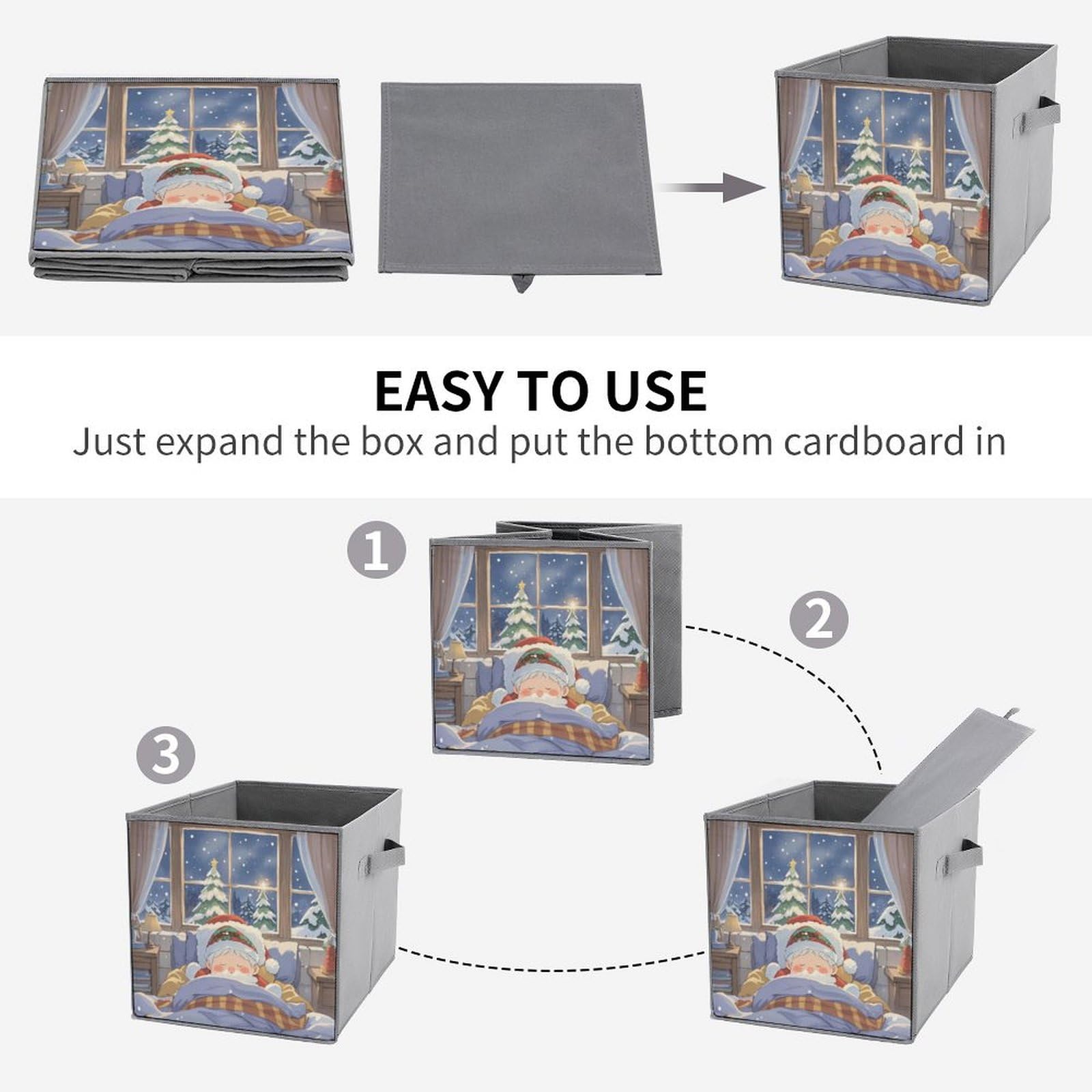2PCS Foldable Storage Bins - Large Capacity Storage Boxes for Playroom, Office & Home Organization