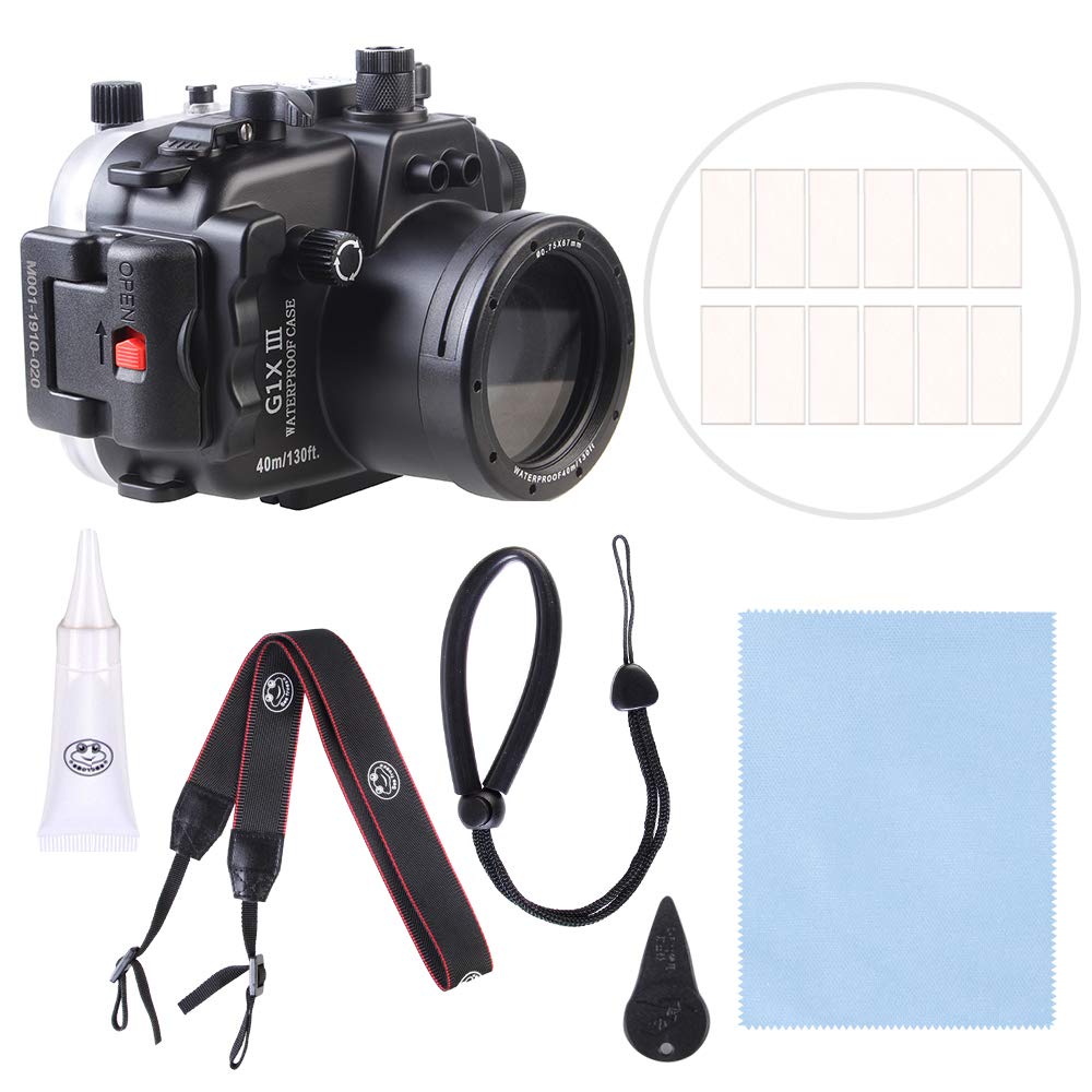 40m/130ft Waterproof DSLR Camera Housing for Canon G1X Mark III - Underwater Photography Case for Scuba Diving, Snorkeling & Marine Exploration