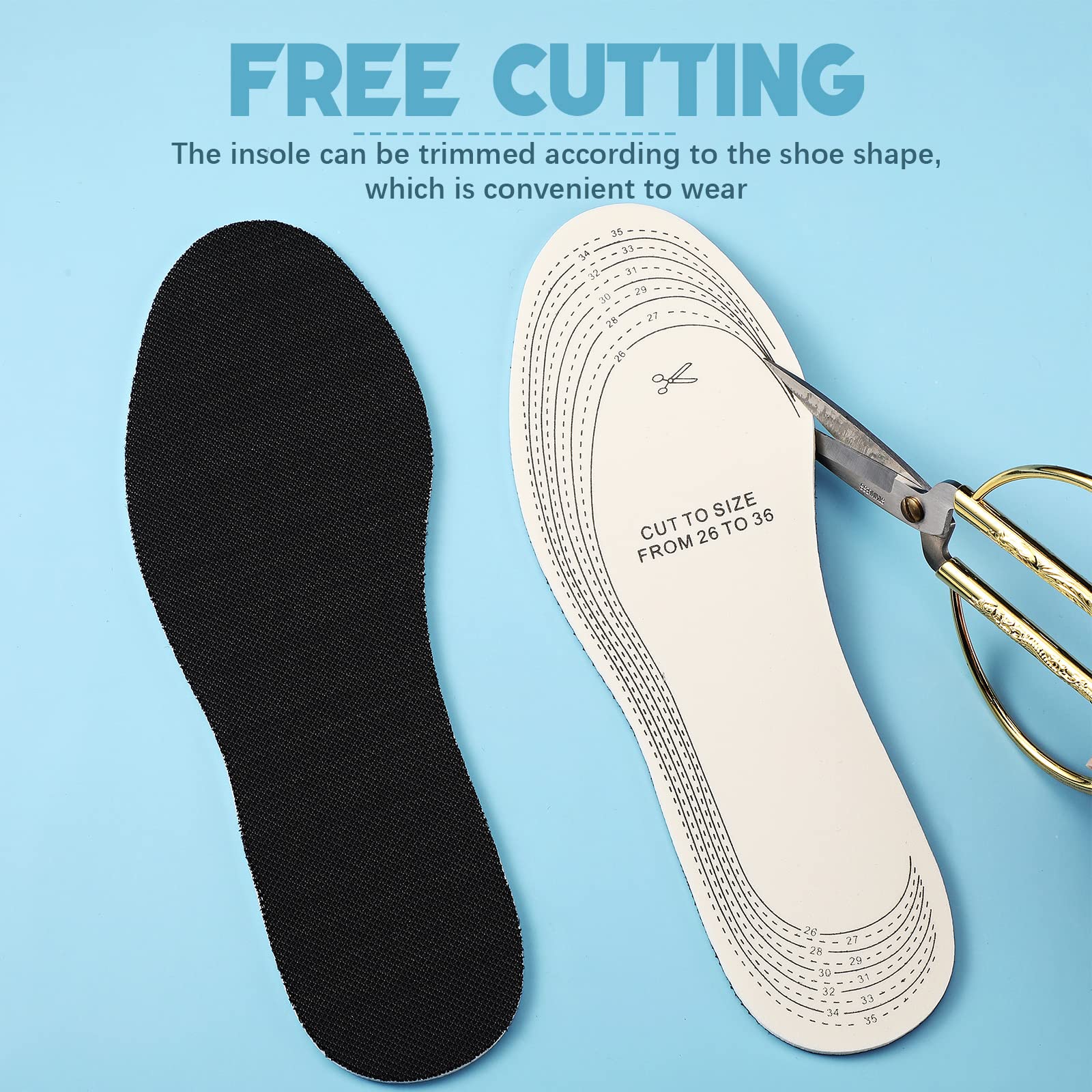 Eurzom 2 Pairs Kids Memory Foam Shoe Insoles - Breathable Washable Latex Inserts for Children & Toddlers, Soft Cushioning Support for Boys & Girls - Perfect for Spring & Summer Shoes (Black) | Ideal for School, Sports & Daily Comfort