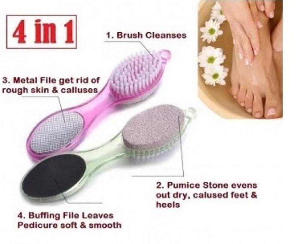 Wofier® 4-in-1 Manicure & Pedicure Set - Professional Nail Care Brush Kit with Foot File Tools for Women - Perfect for Home Spa, Travel & Salon Use (1 Pack)