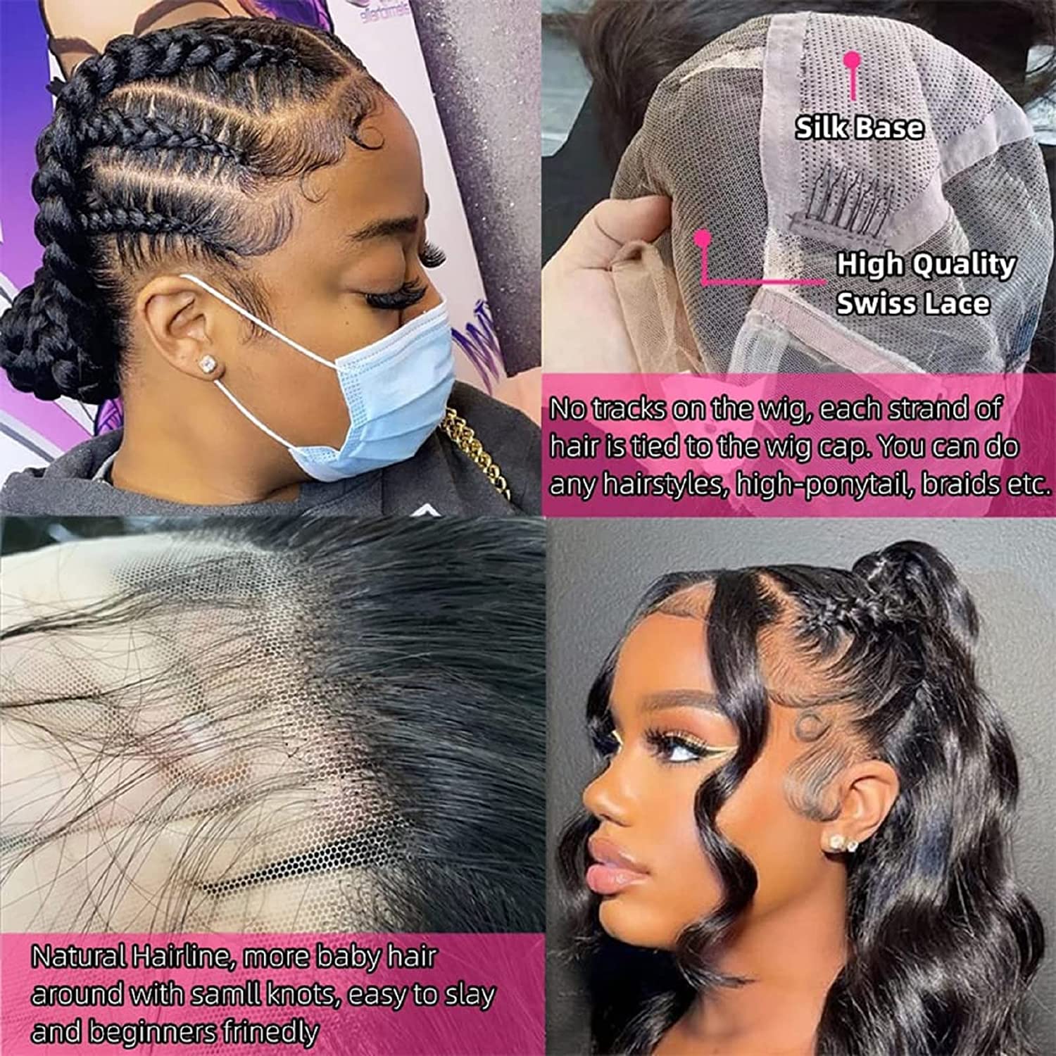 16 Inch Brazilian Virgin Human Hair Wig - Full Lace Straight HD Wig with Pre-Plucked Hairline & Bleached Knots | Natural Look for Daily Wear, Cosplay & Special Occasions