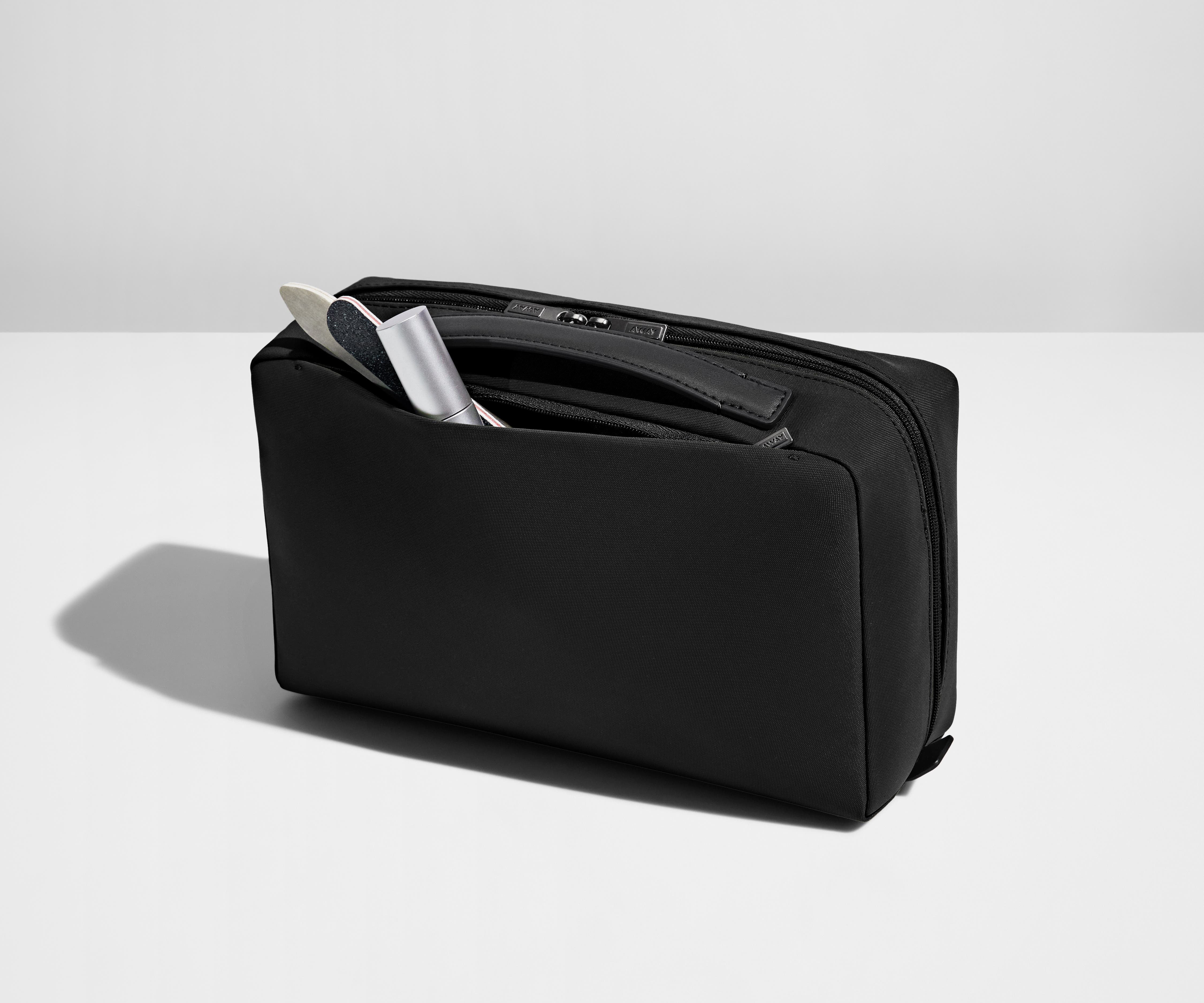 Premium Large Toiletry Bag for Travel - Waterproof Jet Black Cosmetic Organizer with Hanging Hook | Perfect for Vacation, Gym & Business Trips