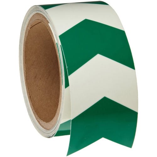 Brady 90971 Glow-in-The-Dark Self-Adhesive V-Style Arrow Tape - Green Phosphorescent (3 Rolls) for Emergency Exits, Warehouse Safety & Nighttime Visibility