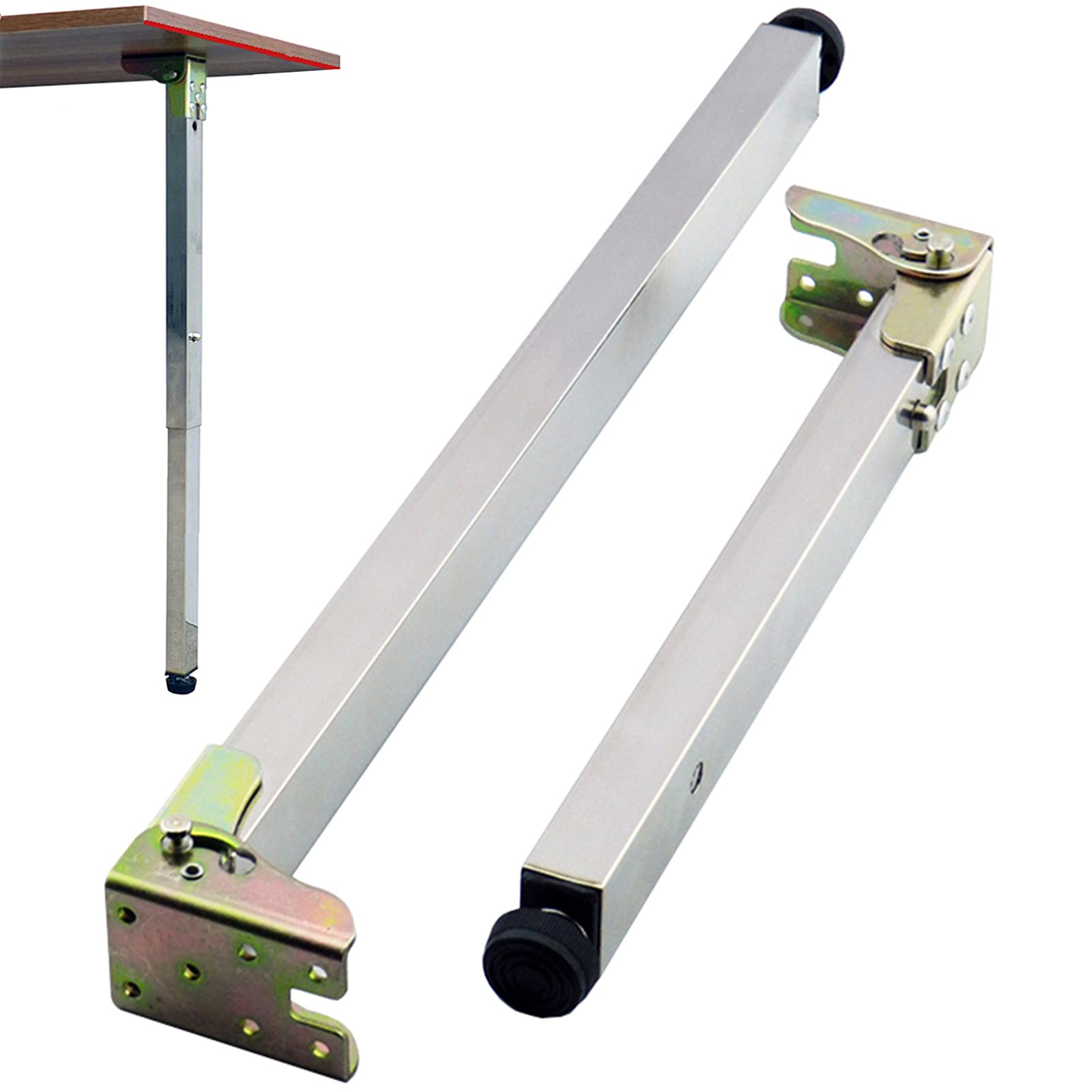 BOCNYC 47 Inch Folding Table Legs with Retractable Feet - Heavy Duty Square Support Metal Brackets for DIY Bar Tables, Kitchen Islands & Workbenches - Sturdy Hardware Accessories for Home & Office Use