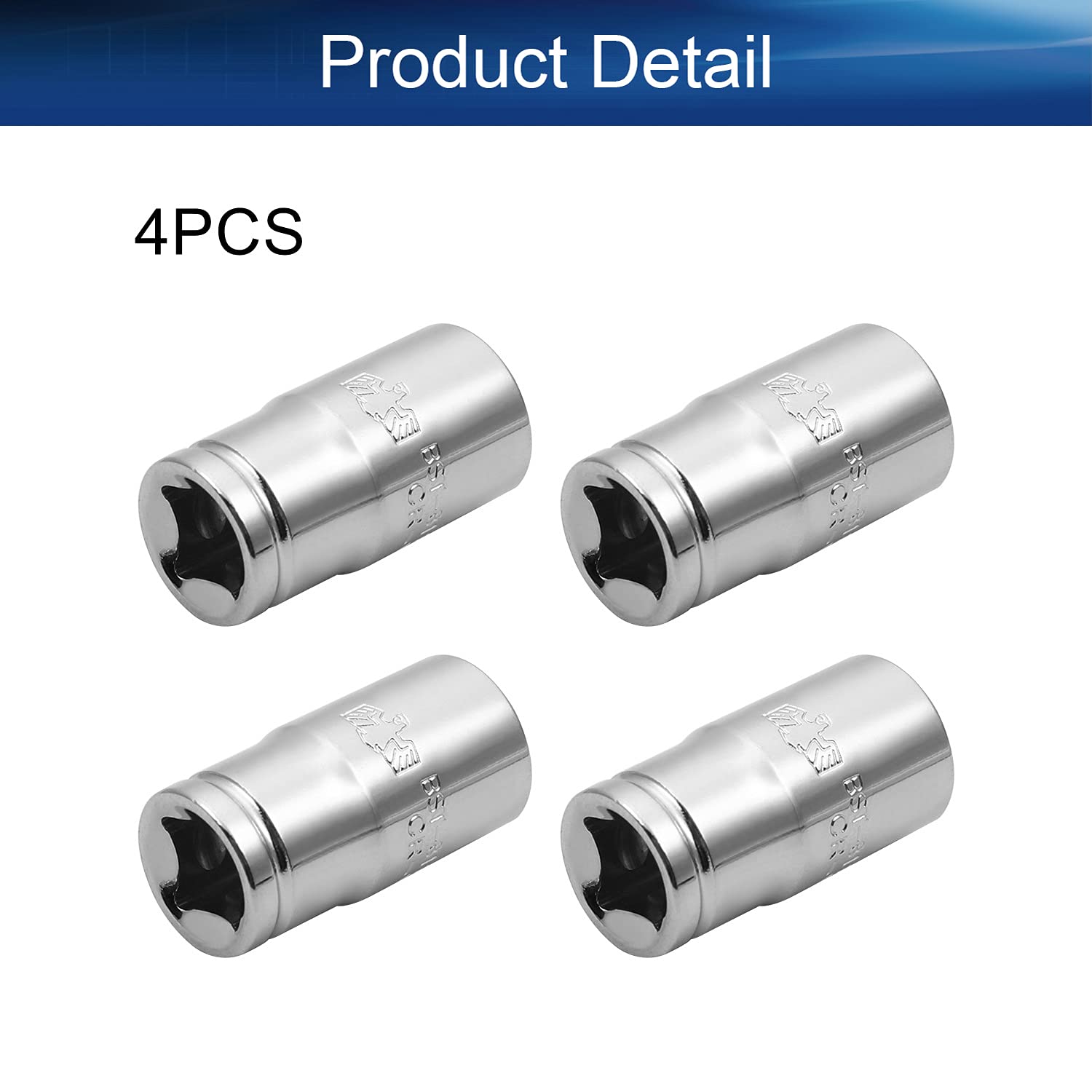 Auniwaig 4-Piece Shallow Socket Set - 1/4 Inch Drive x 11/32 Inch 6-Point Cr-V Steel Sockets (SAE/Imperial) - Perfect for Automotive Repairs & Tight Spaces