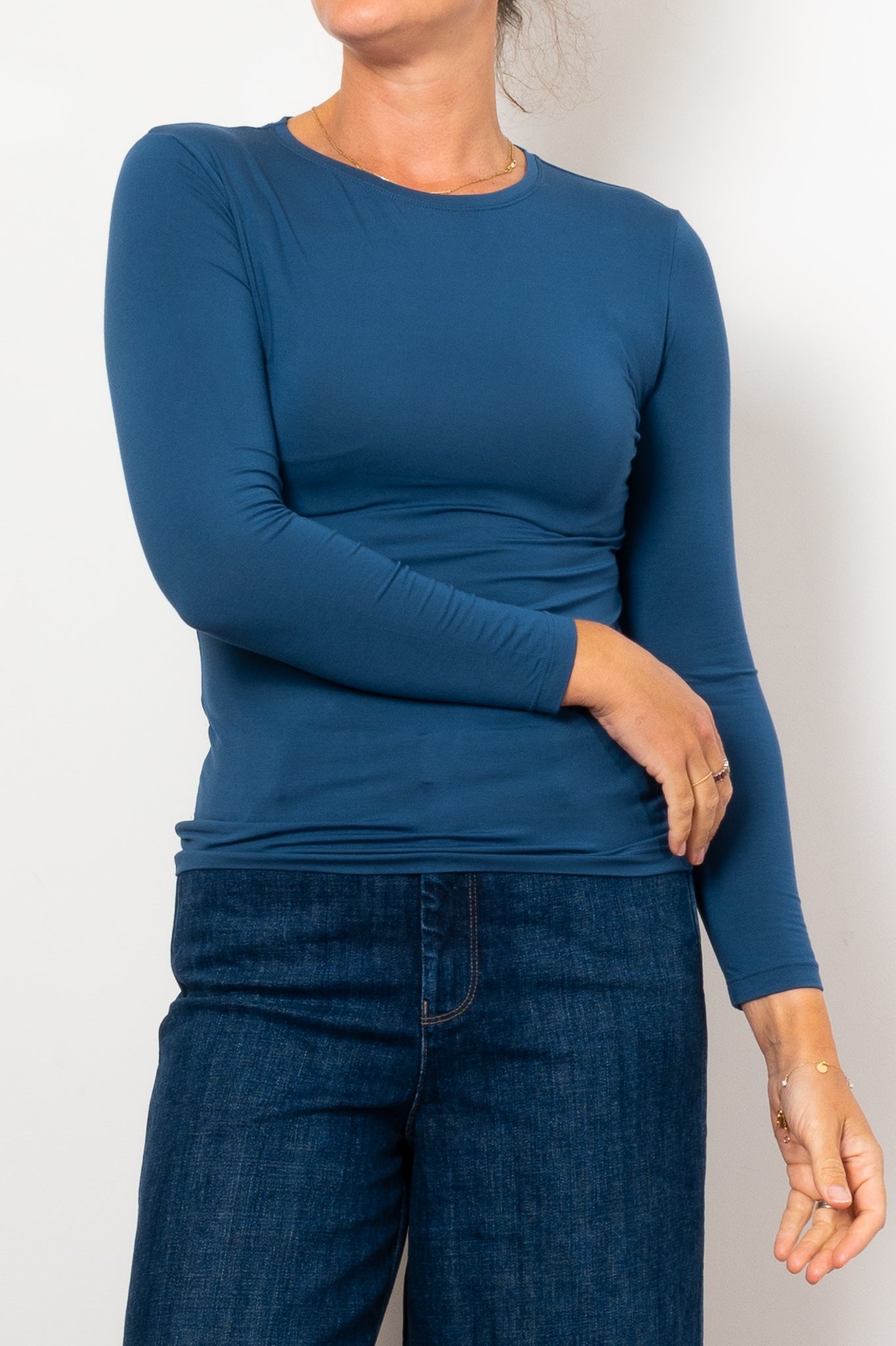 Tani Women's High Neck Long Sleeve Micromodal T-Shirt - Soft Stretchy Casual Top for Work, Yoga & Everyday Wear