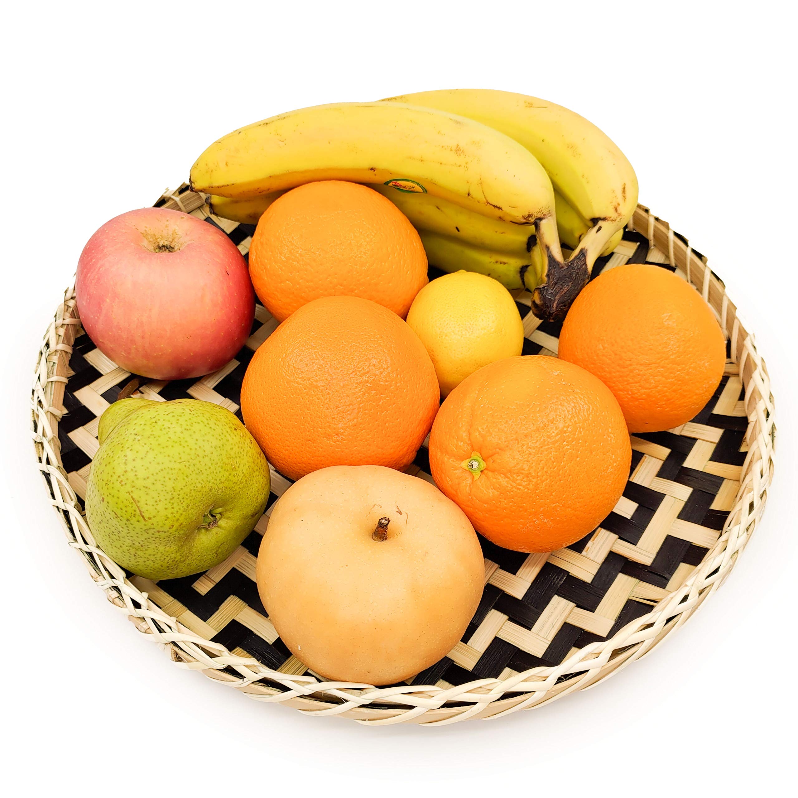 Elegant Round Decorative Serving Tray - 13.8 Inch Black Square Cross Design - Perfect for Snacks, Appetizers, and Party Serving - Ideal for Home, Kitchen, and Entertaining