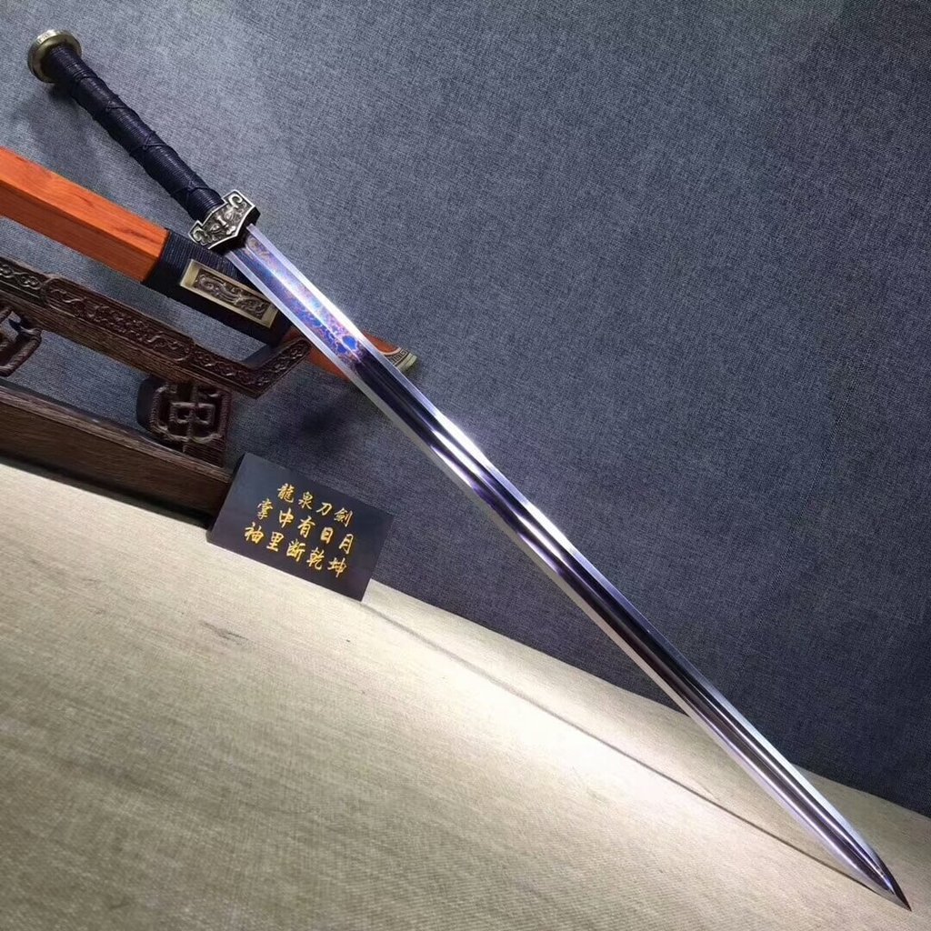 LOONGSWORD Chinese Han Jian Sword – Hand-Forged Damascus Steel Battle Ready Katana with Red Blade, Full Tang Construction, Redwood Scabbard & Brass Fittings – 40 Inch Martial Arts Sword for Collectors, Display & Chinese Culture Enthusiasts | Perfect for Home Decor, Cosplay & Traditional Martial Arts Training