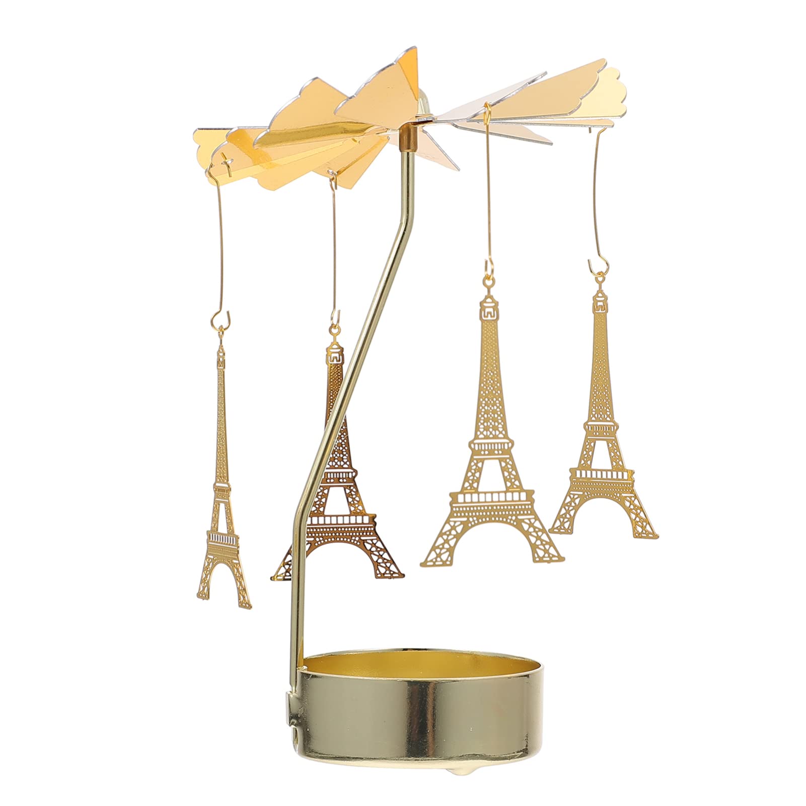 Rotating Metal Eiffel Tower Candle Holder - Spinning Tealight Stand for Christmas & Valentine's Day Decor | Romantic Home Décor, Wedding Centerpiece, Tabletop Display
