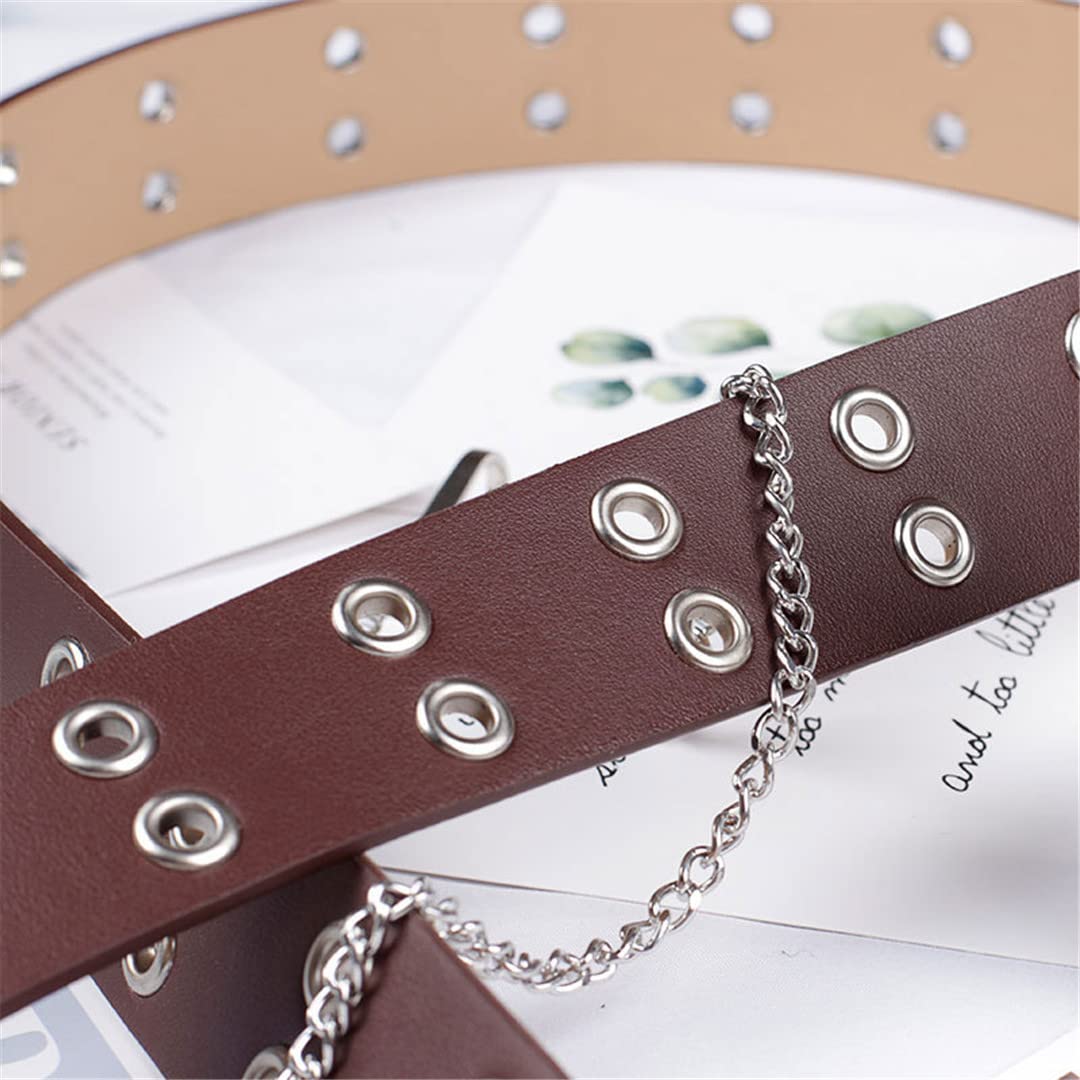Punk Style PU Leather Waist Belt with Hip-Hop Pin Buckle - Adjustable Black Chain Belt for Women & Girls - Perfect for Jeans, Skirts & Streetwear Fashion