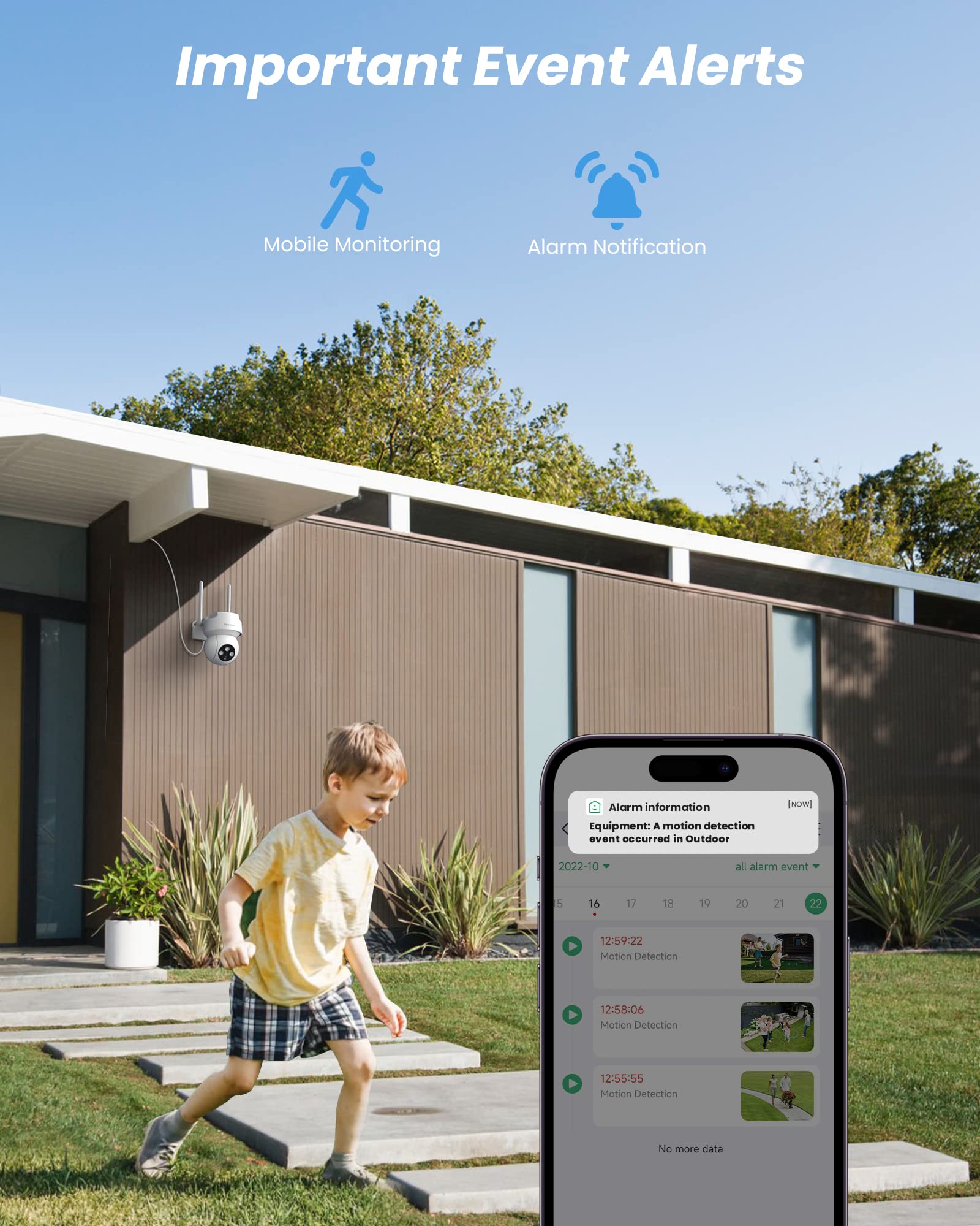 Outdoor Security Camera Wired 2.4G WiFi PTZ IP Camera with Color Night Vision & Motion Tracking - Smart Home Surveillance System for Front Door, Backyard, and Garage Protection