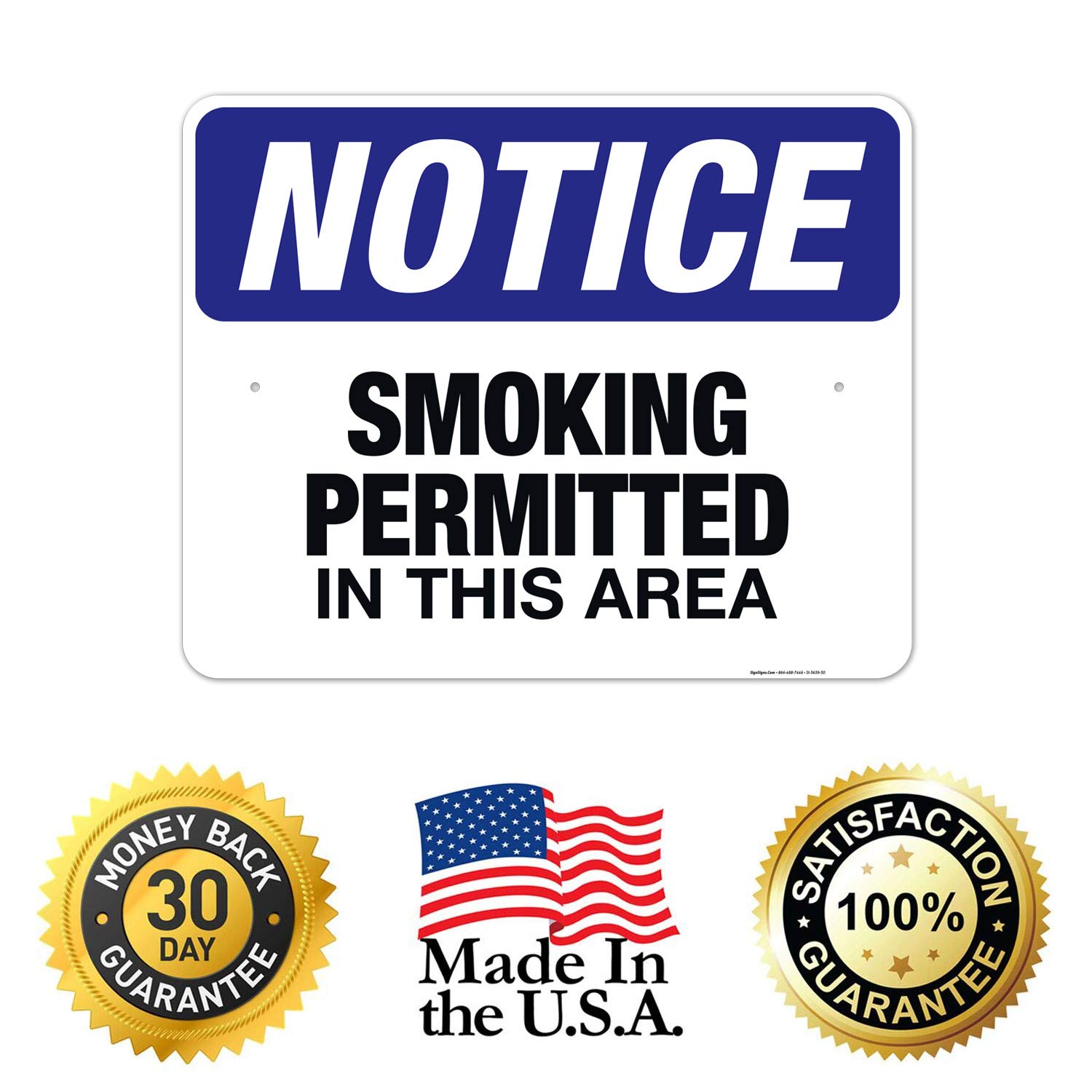 Smoking Permitted in This Area Sign - OSHA Compliant 24x30 Inch Rust-Free Aluminum Notice Sign | Fade-Resistant for Indoor & Outdoor Use | Made in USA | Perfect for Workplaces, Restaurants & Public Areas