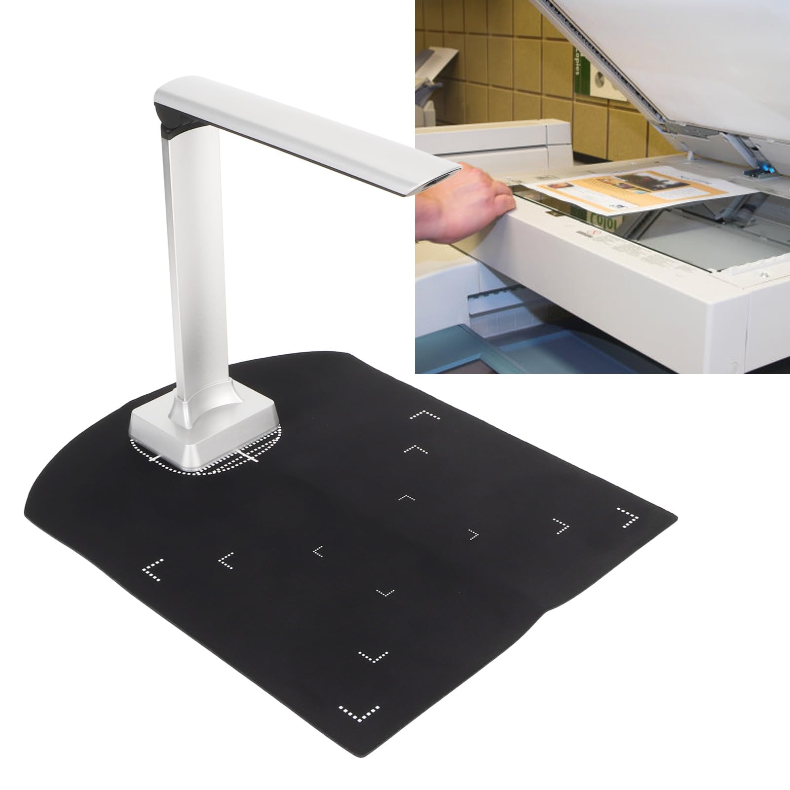Portable USB Document Scanner - 12MP 3840x2880 High Resolution, A4 Size Capture, Auto Correction & OCR Recognition for Windows - Perfect for Home Office, Business Document Digitizing and Online Teaching Projection