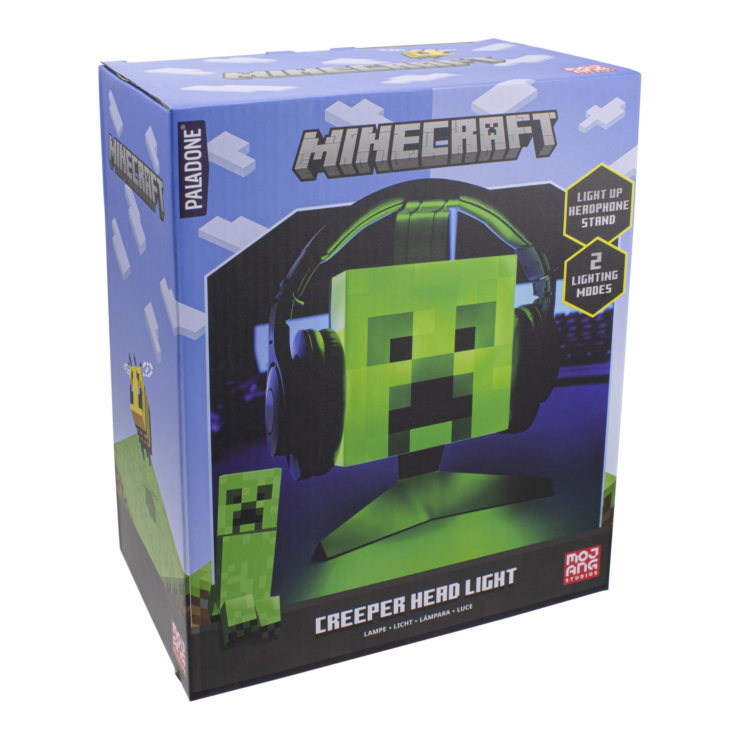 Official Minecraft Creeper Headphone Stand with LED Lights - USB Powered Gaming Headset Holder with 2 Lighting Modes, 9.3 Inch Gaming Room Decor for PC & Console Gamers - Perfect for Streaming Setup & Gamer Gift