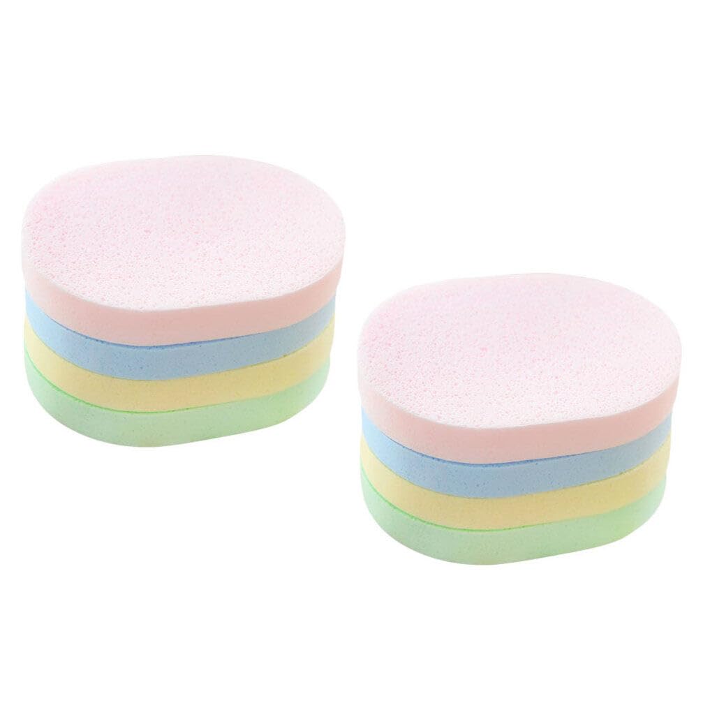 Lurrose 8Pcs Compressed Face Sponge Powder - Makeup & Cleansing Sponge for Exfoliating & Washing - Round Facial Puffs with Glove - Perfect for Daily Skincare & Makeup Removal