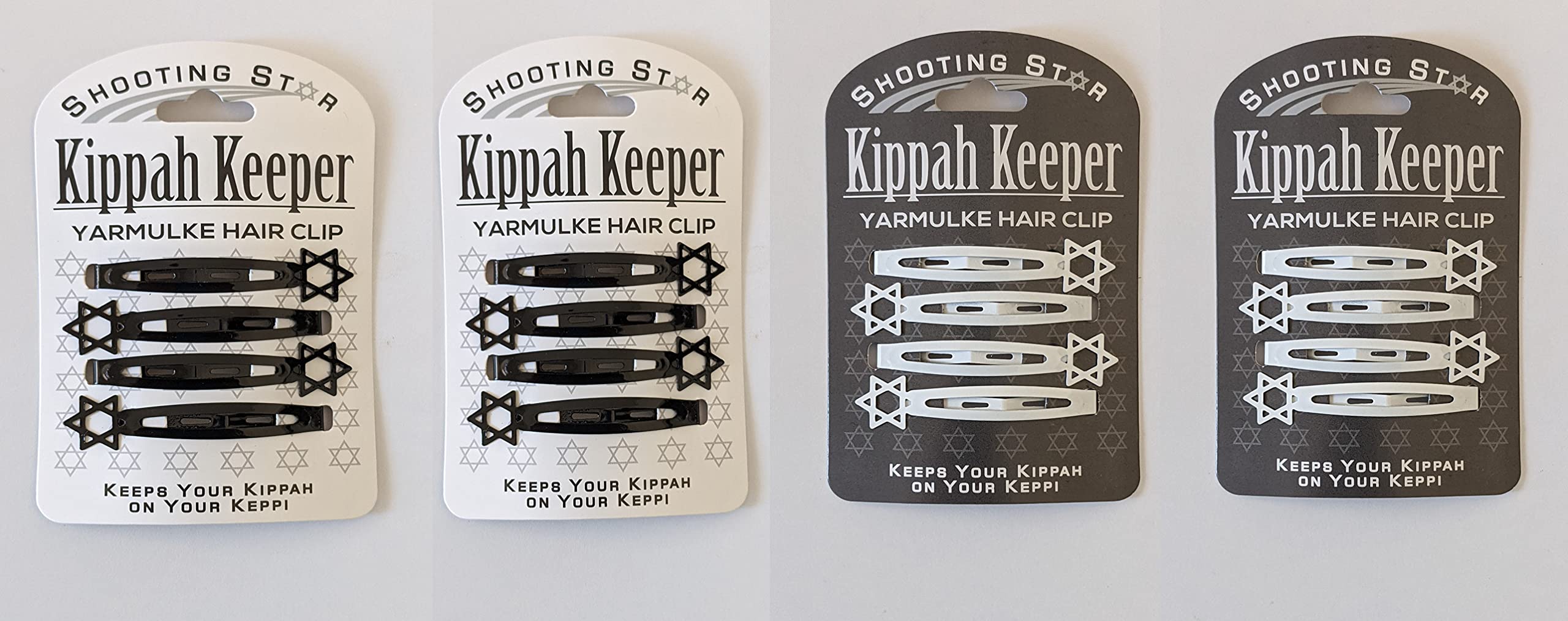 Premium Yarmulke and Hair Clips Set - 2 Black & 2 White Kippahs with Secure Hairpins - Perfect for Jewish Religious Ceremonies, Weddings, and Daily Wear