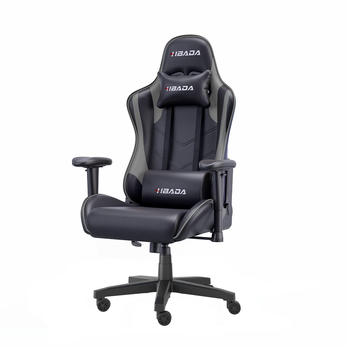 Hbada Ergonomic Gaming Chair - High Back Racing Style Computer Chair with Adjustable Height, Headrest & Lumbar Support for Office & E-Sports - Comfortable Swivel Desk Chair for Gamers & Professionals (Grey) - Perfect for Gaming Setups, Home Office & Streaming Studios
