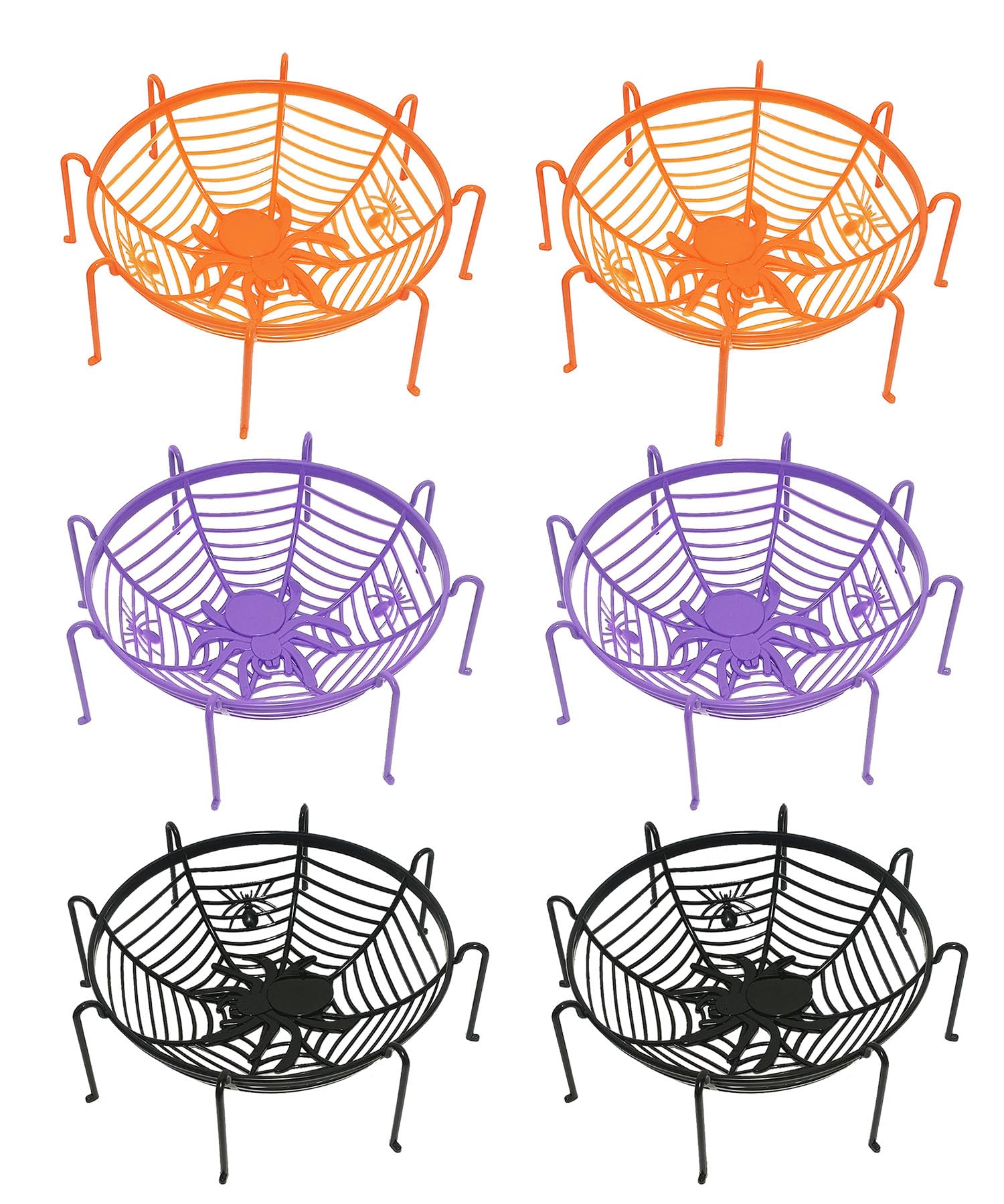 6 Pack Spider Halloween Candy Bowl - Large Plastic Trick or Treat Serving Dish for Porch Decorations, Spooky Party Supplies & Candy Holder - Perfect for Halloween Decor, Themed Parties & Outdoor Treat Distribution