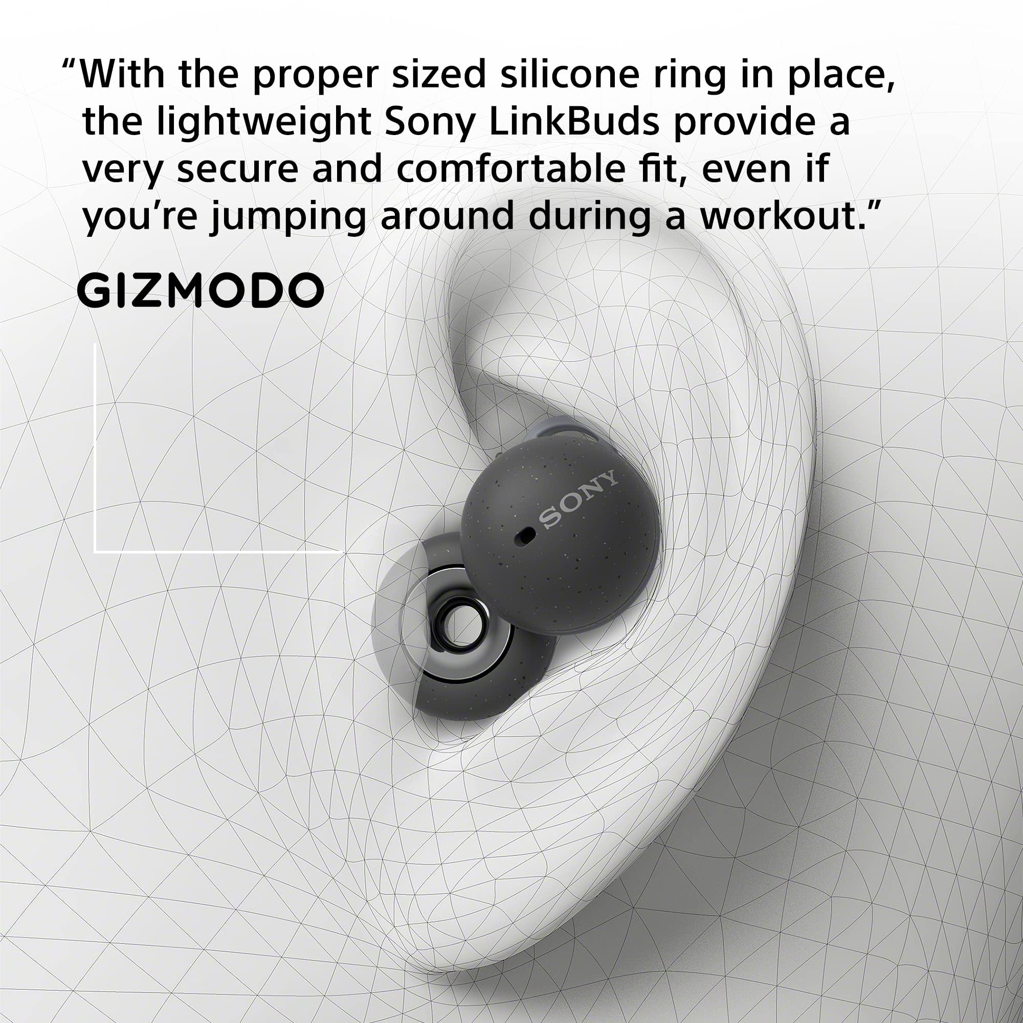 Sony LinkBuds True Wireless Earbuds - Open Ring Design for Ambient Sound Awareness, Built-in Alexa, IPX4 Water Resistant, White - Perfect for Running, Working Out & Office Use