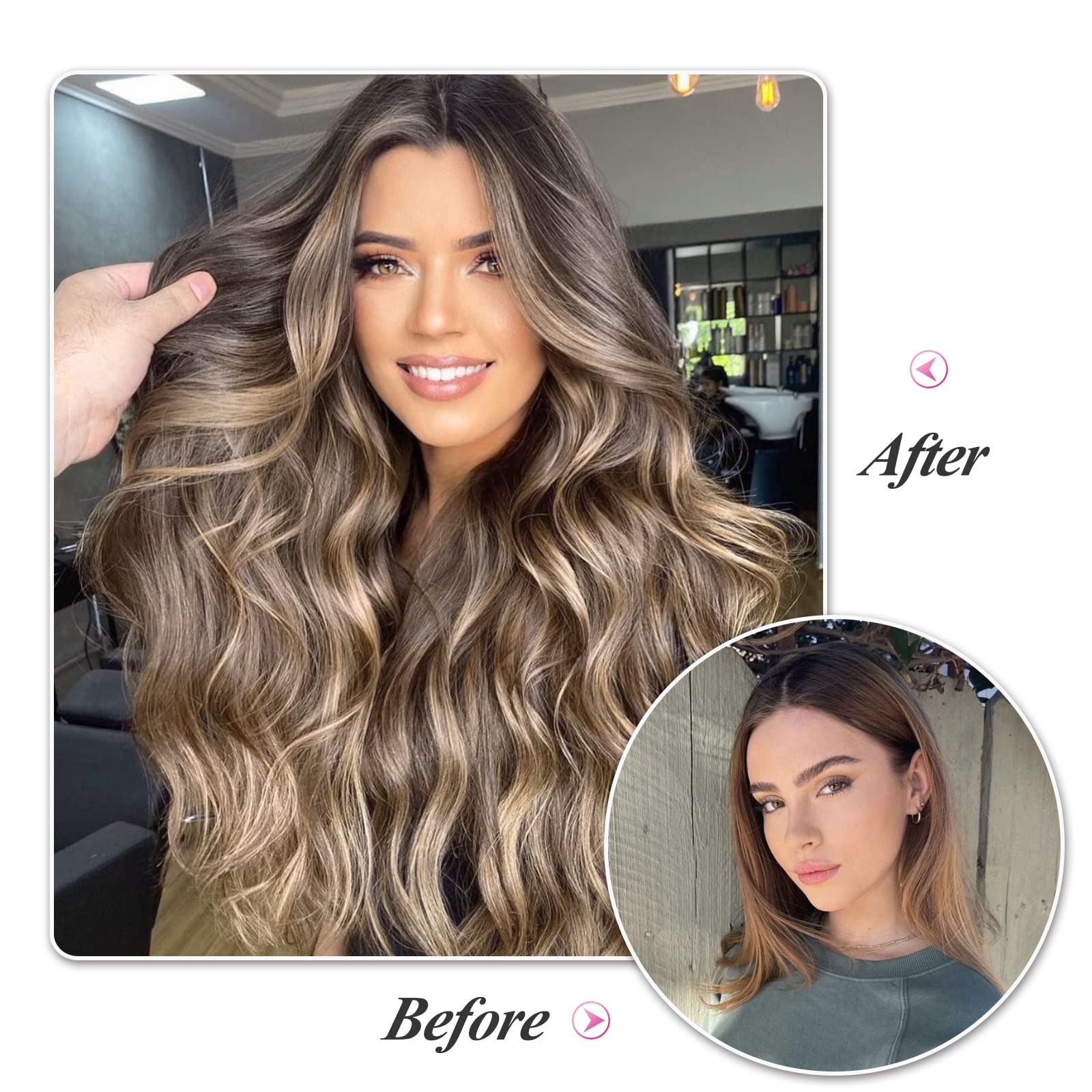 20 Inch Wavy Clip-in Hair Extensions for Women - 6pcs Double Weft Synthetic Hair Piece, Thick Long Curly Hair Extensions (Brown Mixed Ash Blonde) - Perfect for Parties, Weddings & Daily Styling