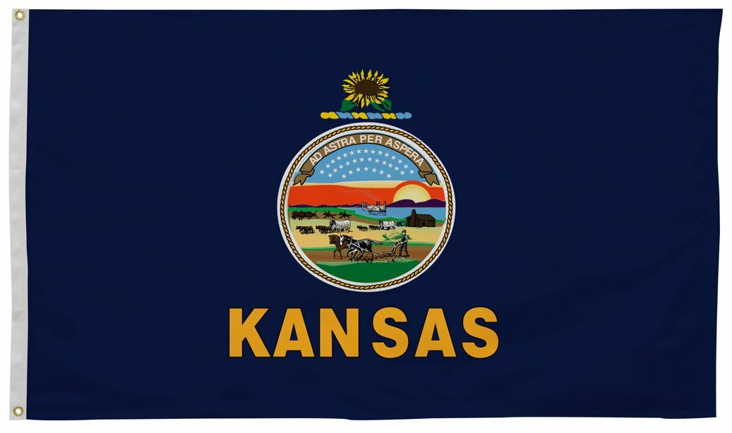 Kansas State Flag 6' x 10' - Durable Printed Nylon Outdoor Flag for Parades, Schools & Government Buildings