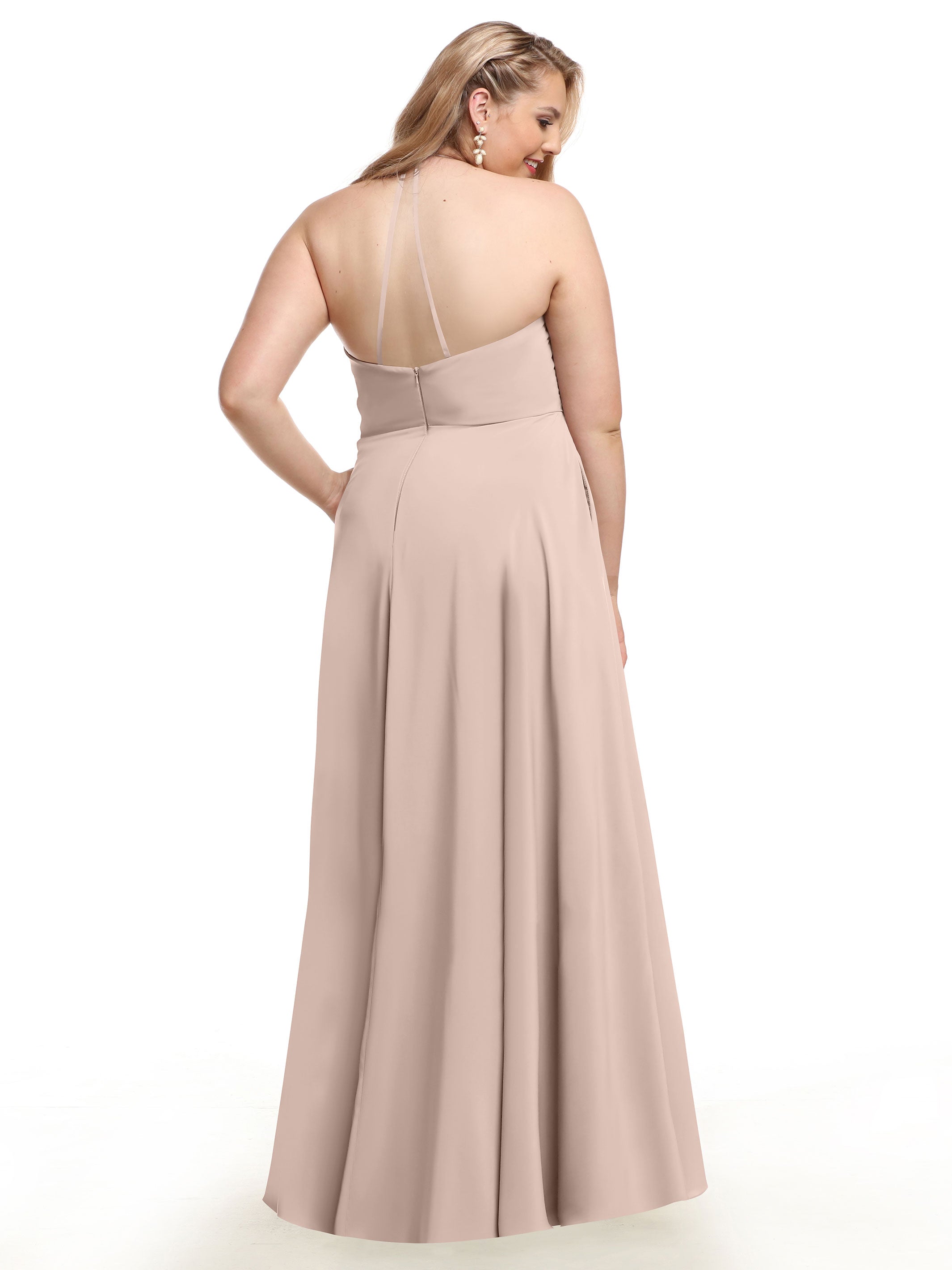 Elegant V-Neck Pleated Stretch Chiffon A-Line Bridesmaid Dress 80101 - Perfect for Weddings, Formal Events & Special Occasions