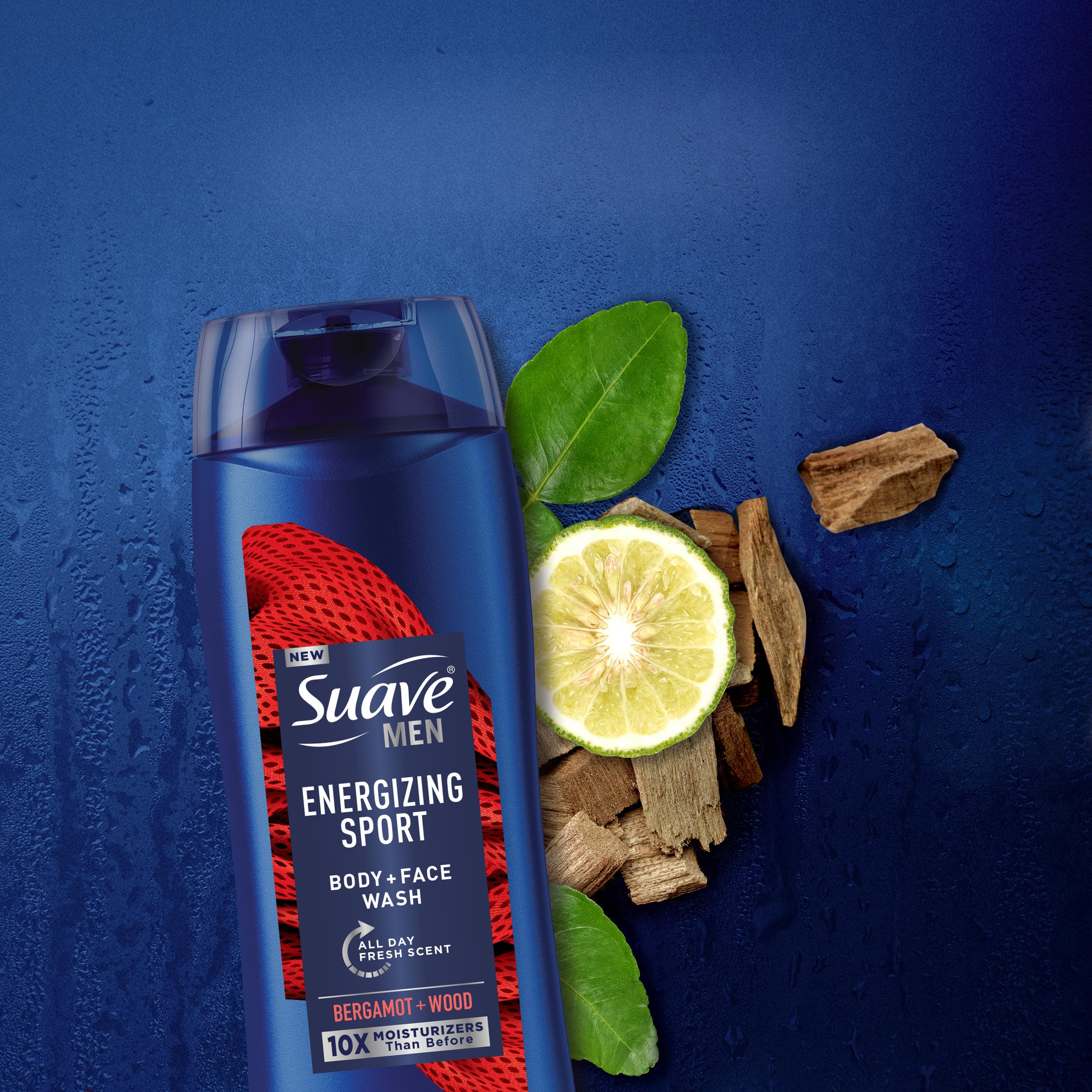 Suave Men Body Wash Variety 2-Pack - Refreshing Cedarwood & Mandarin + Energizing Bergamot & Wood Body & Face Wash, 18 Oz Each | For Gym, Workout & Daily Shower | Men's Grooming Essentials