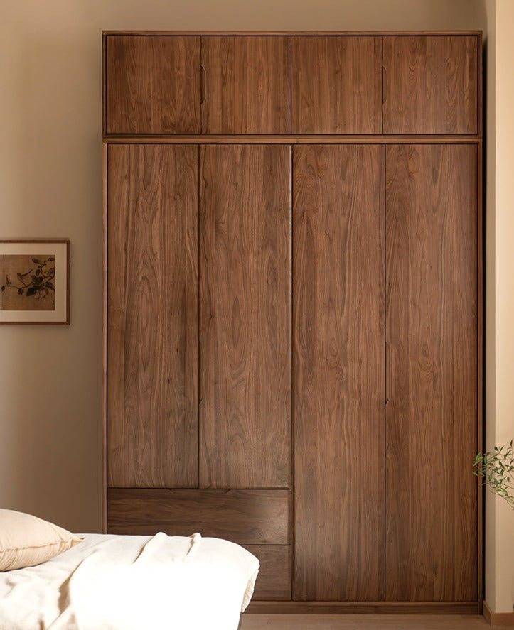 Solid Black Walnut Wood Large Wardrobe - Spacious Closet Organizer for Bedroom, Walk-in Closet & Master Suite Storage