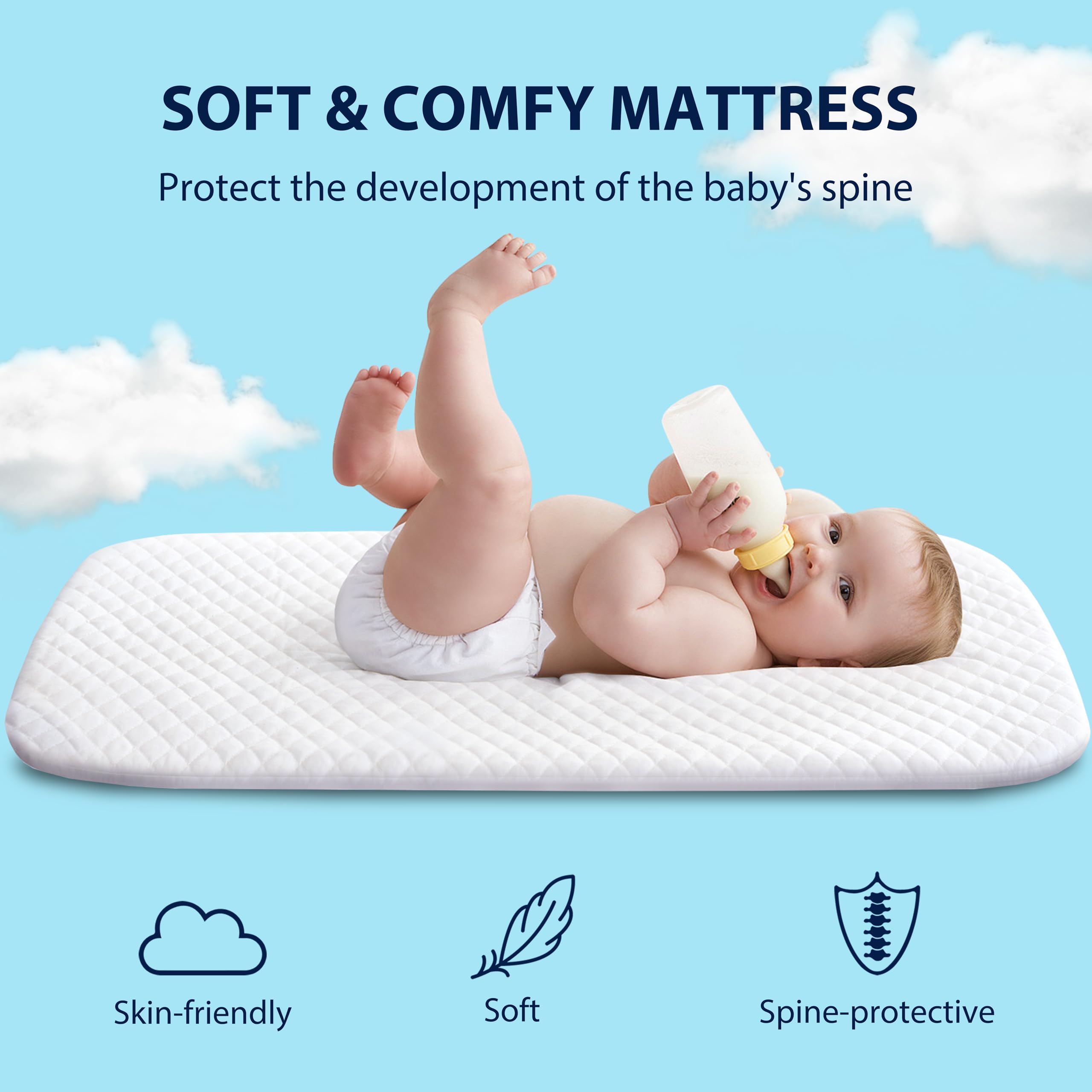 3-in-1 Adjustable Baby Bassinet Bedside Sleeper with Mattress & Wheels - 5 Height Settings, Gray Rocking Crib for Newborns - Perfect for Nursery, Bedroom & Travel Use