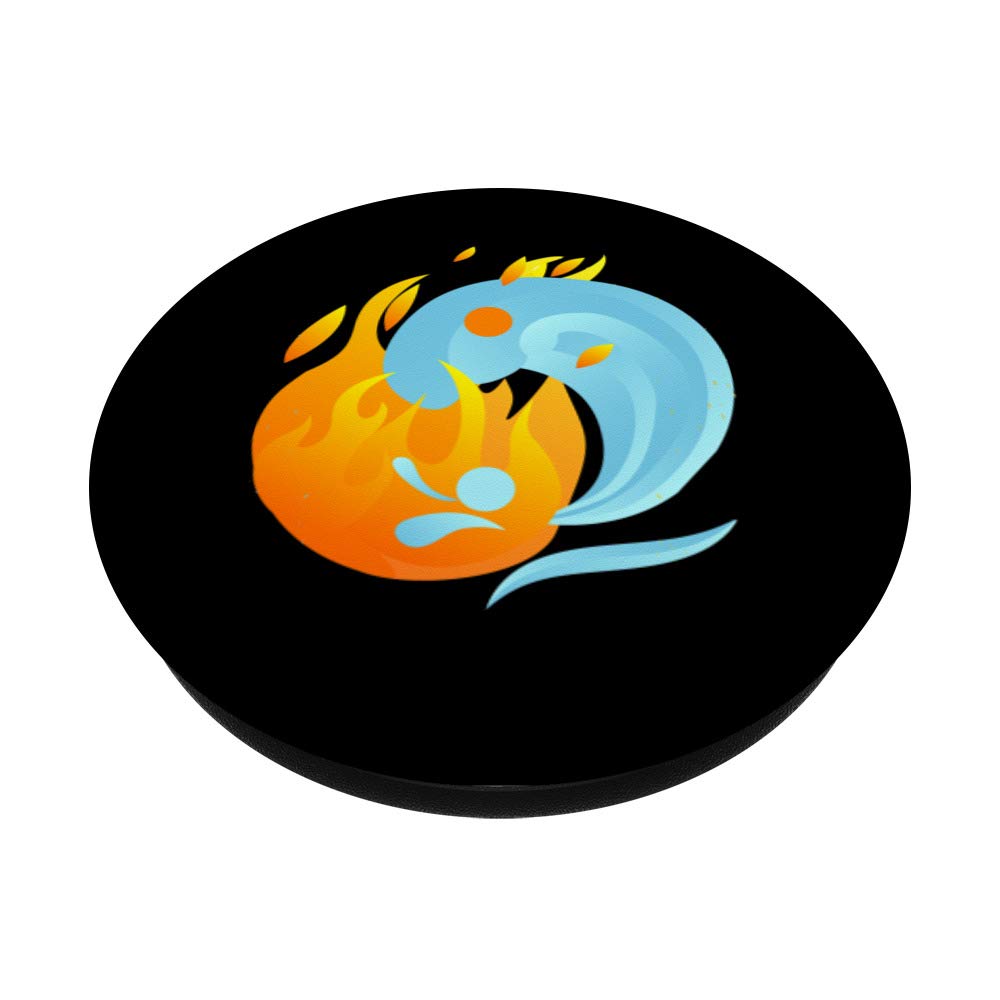 Yin Yang Balance Fire Water Fireman Rescue Force PopSocket Swappable PopGrip - Perfect for Phone Cases, Laptops & Emergency Responders Gifts