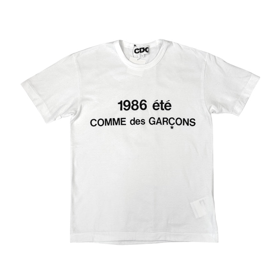 Comme Des Garcons 1986 Vintage White T-Shirt - Retro Streetwear Fashion for Men & Women - Perfect for Casual Outfits, Layering, and Urban Style