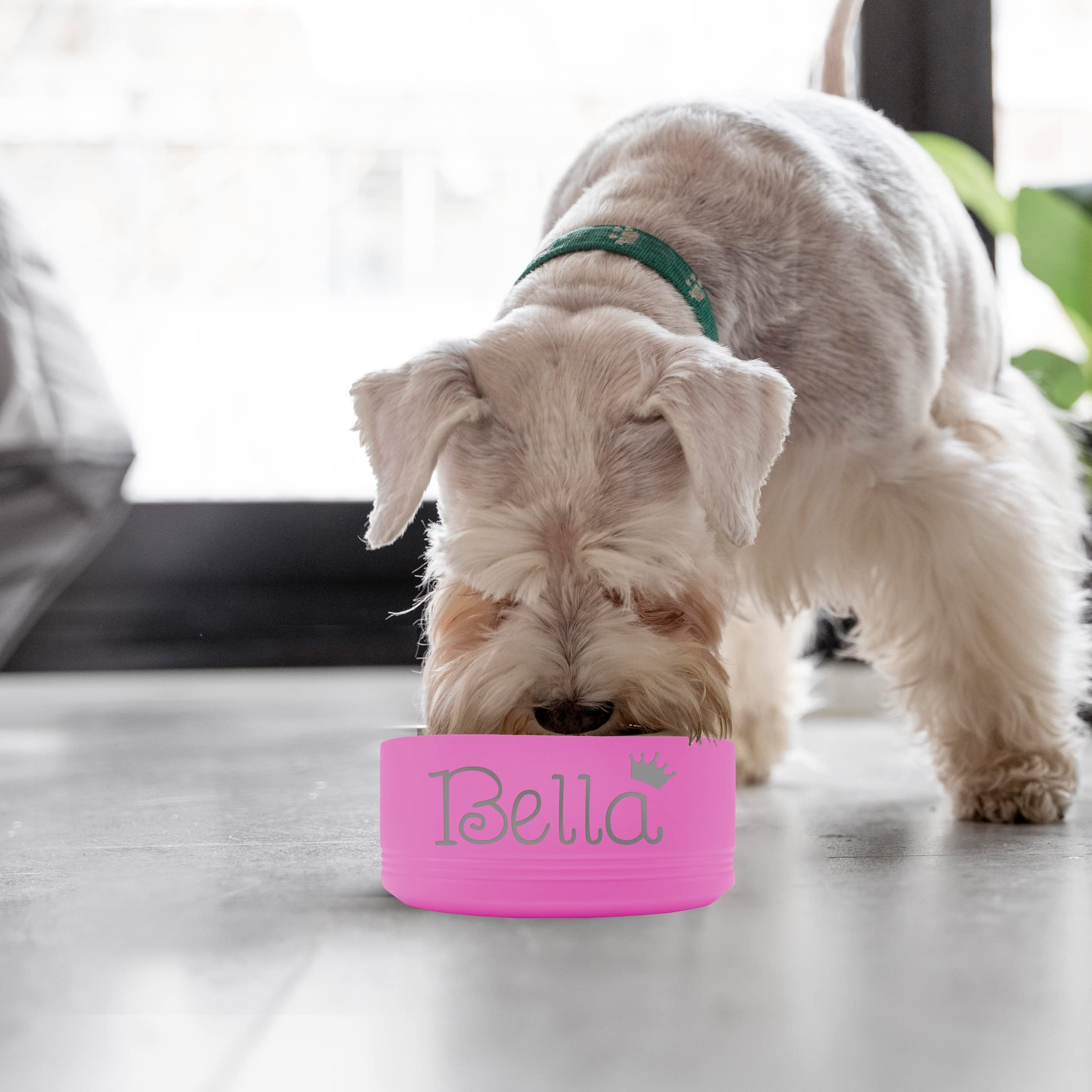 Custom Personalized Stainless Steel Pet Bowl for Dogs & Cats - Engraved Non-Slip Food & Water Dish (64oz Large, Pink) - Perfect for Home, Travel & Outdoor Use