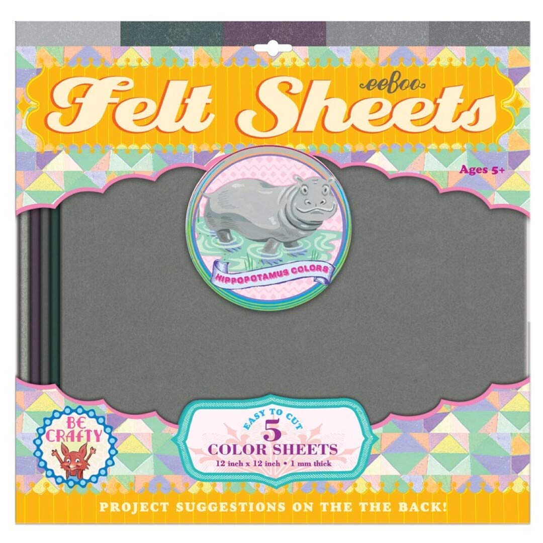 eeBoo Hippo Felt Sheets - Vibrant Colors for DIY Crafts