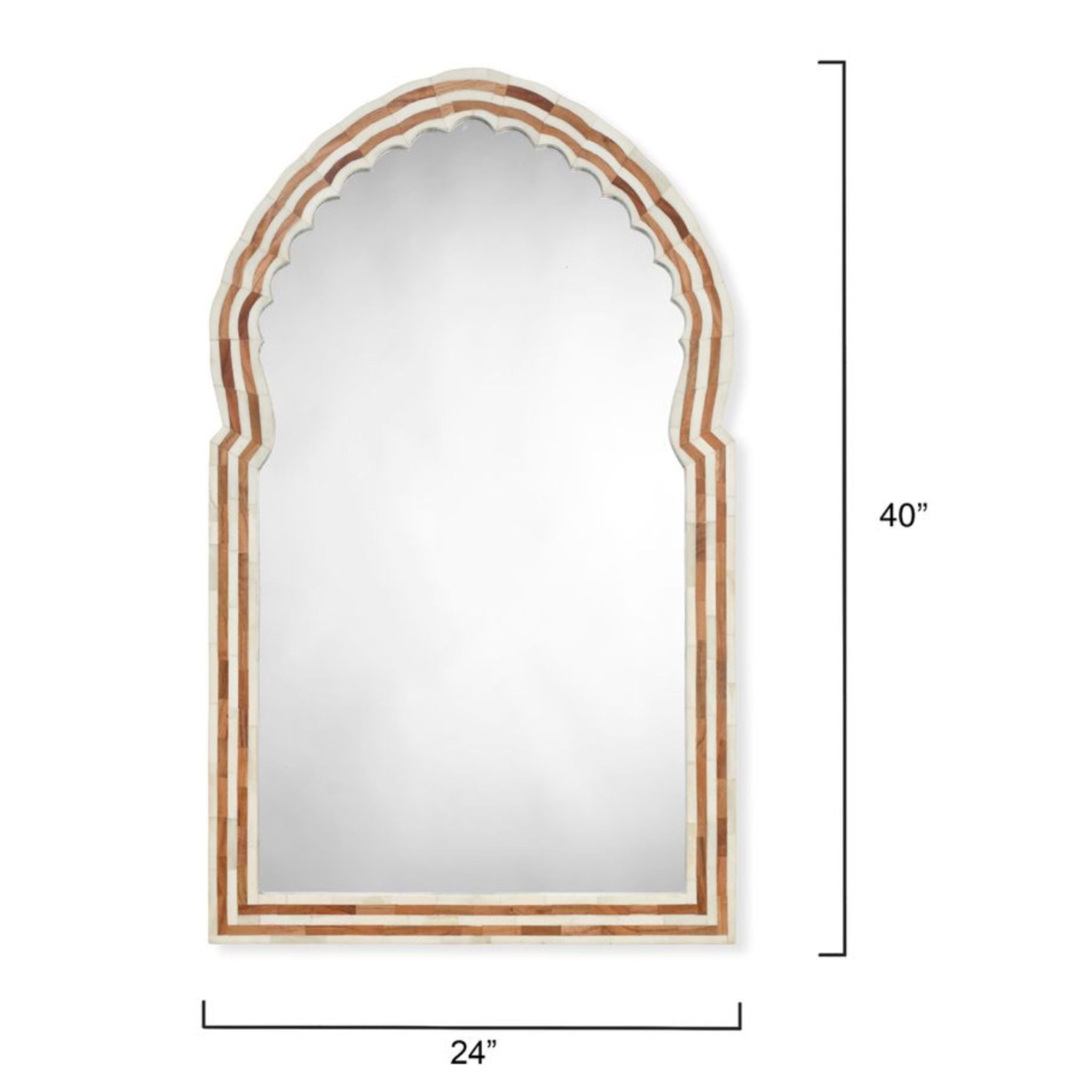 Bardot Large Wall Mirror - Handcrafted Wood and Bone Inlay - Elegant Home Decor for Living Room, Bedroom, or Entryway