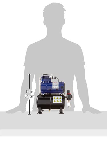Paasche D3000R 1/5 HP Airbrush Compressor with Tank, Regulator & Moisture Trap - Blue & Black - Perfect for Airbrushing, Hobby Painting & DIY Crafts